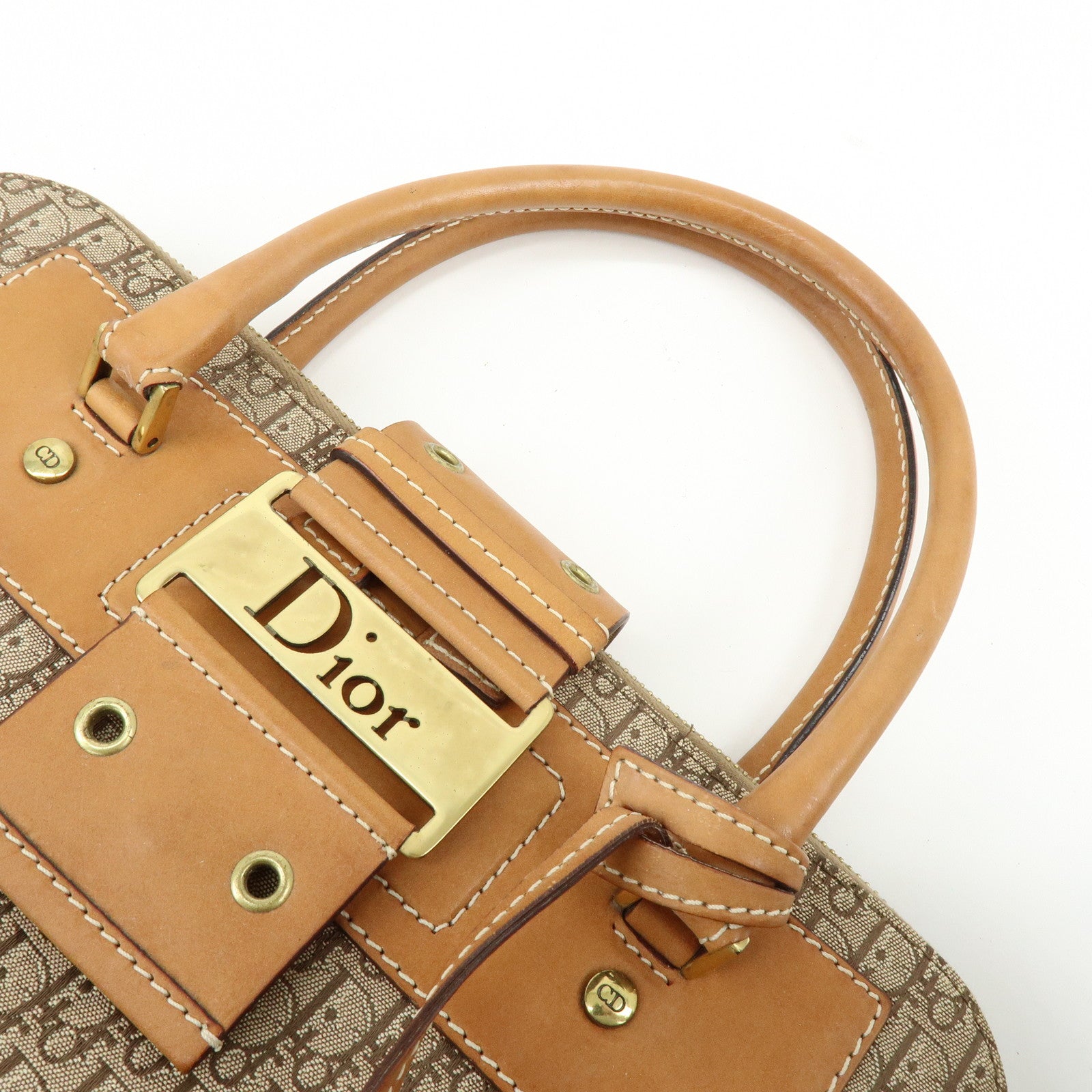 Christian Dior Trotter Street Chic Jacquard Canvas Leather Hand Bag