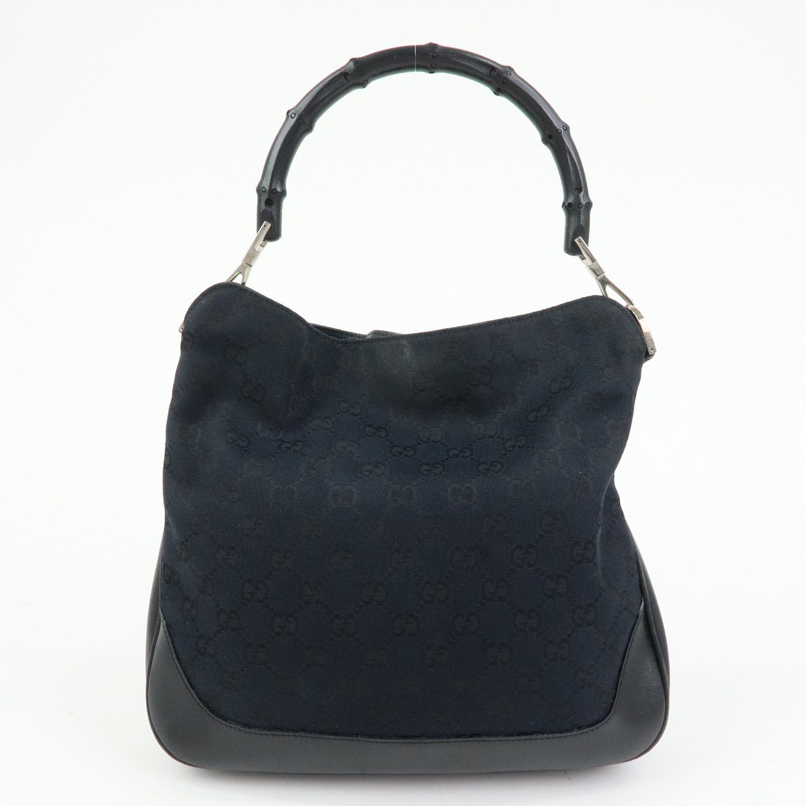 GUCCI Bamboo GG Canvas Leather Shoulder Bag Black 001・4095・001553