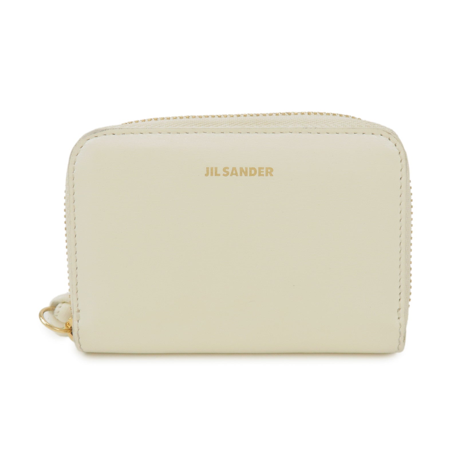 JIL SANDER Logo Leather Round Zippy Coin Case Coin Wallet Ivory
