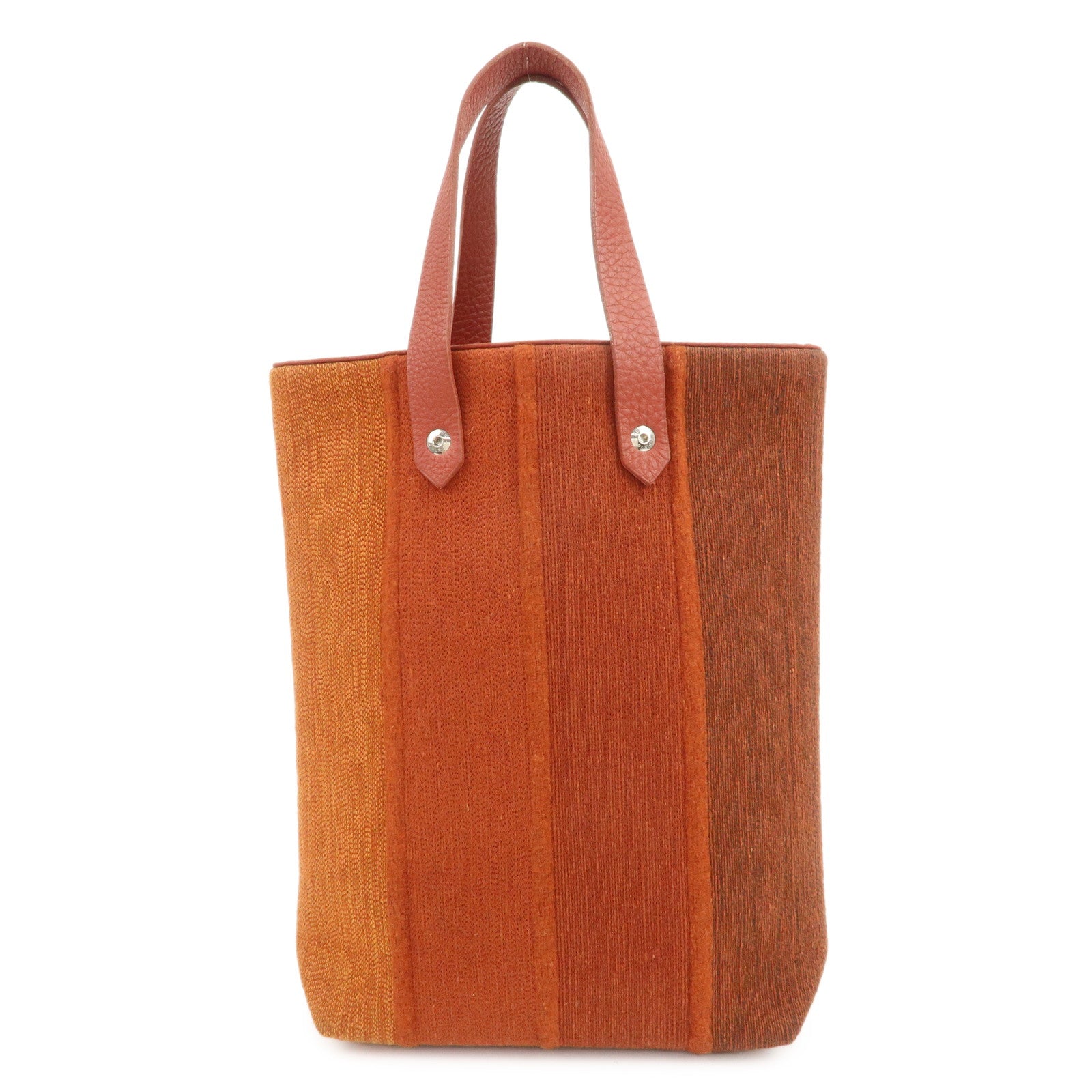 HERMES Amedaba PM Wool Canvas Leather Mini Tote Hand Bag Orange