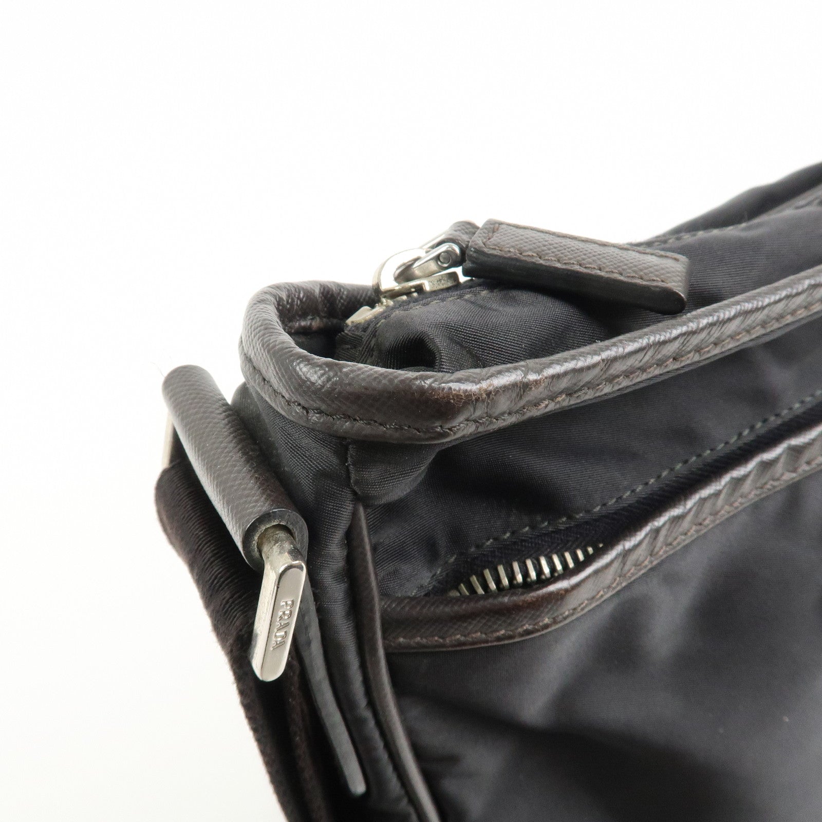 PRADA Triangle Logo Nylon Shoulder Bag Hand Bag Black