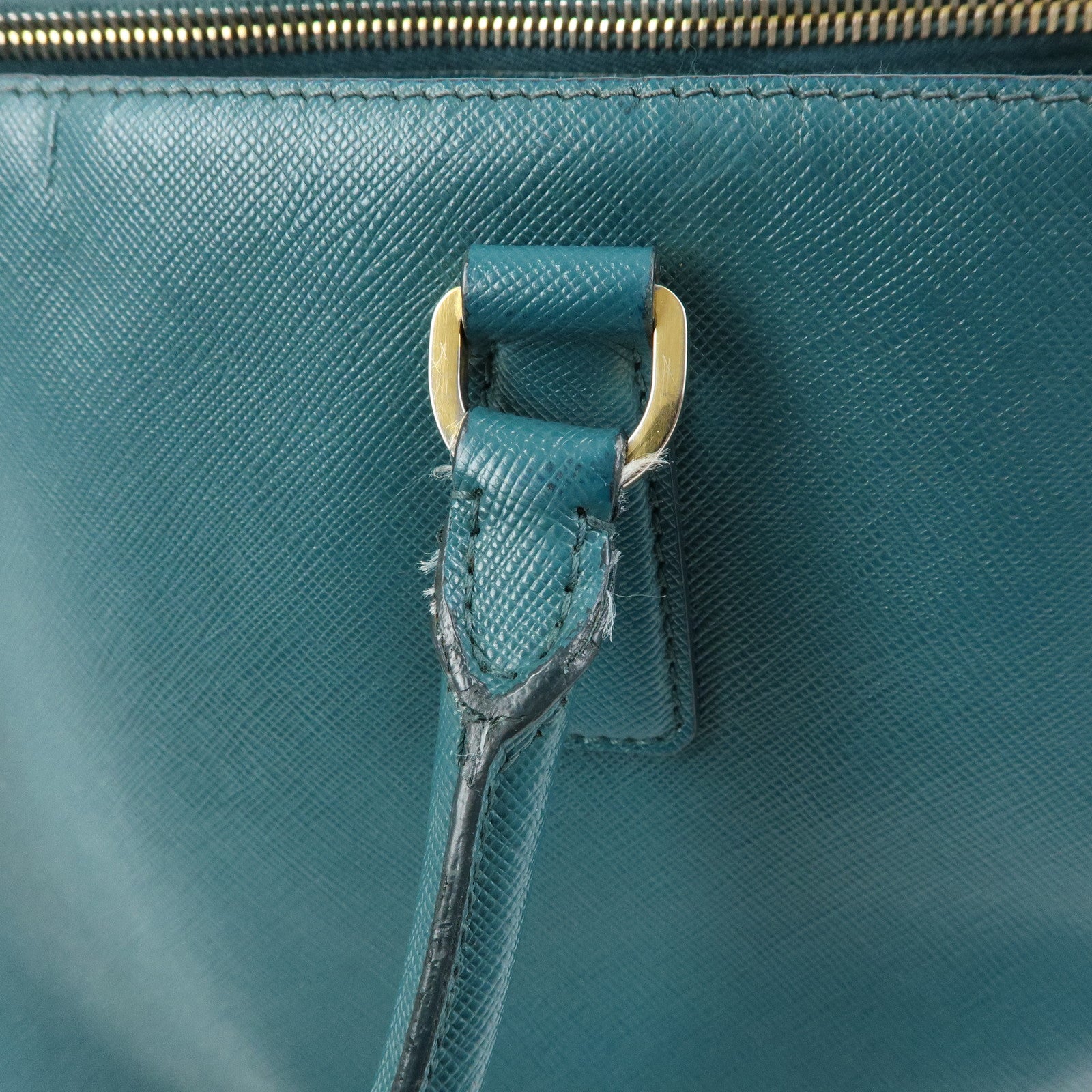 PRADA Triangle Logo Galleria Saffiano Leather Tote Hand Bag Green