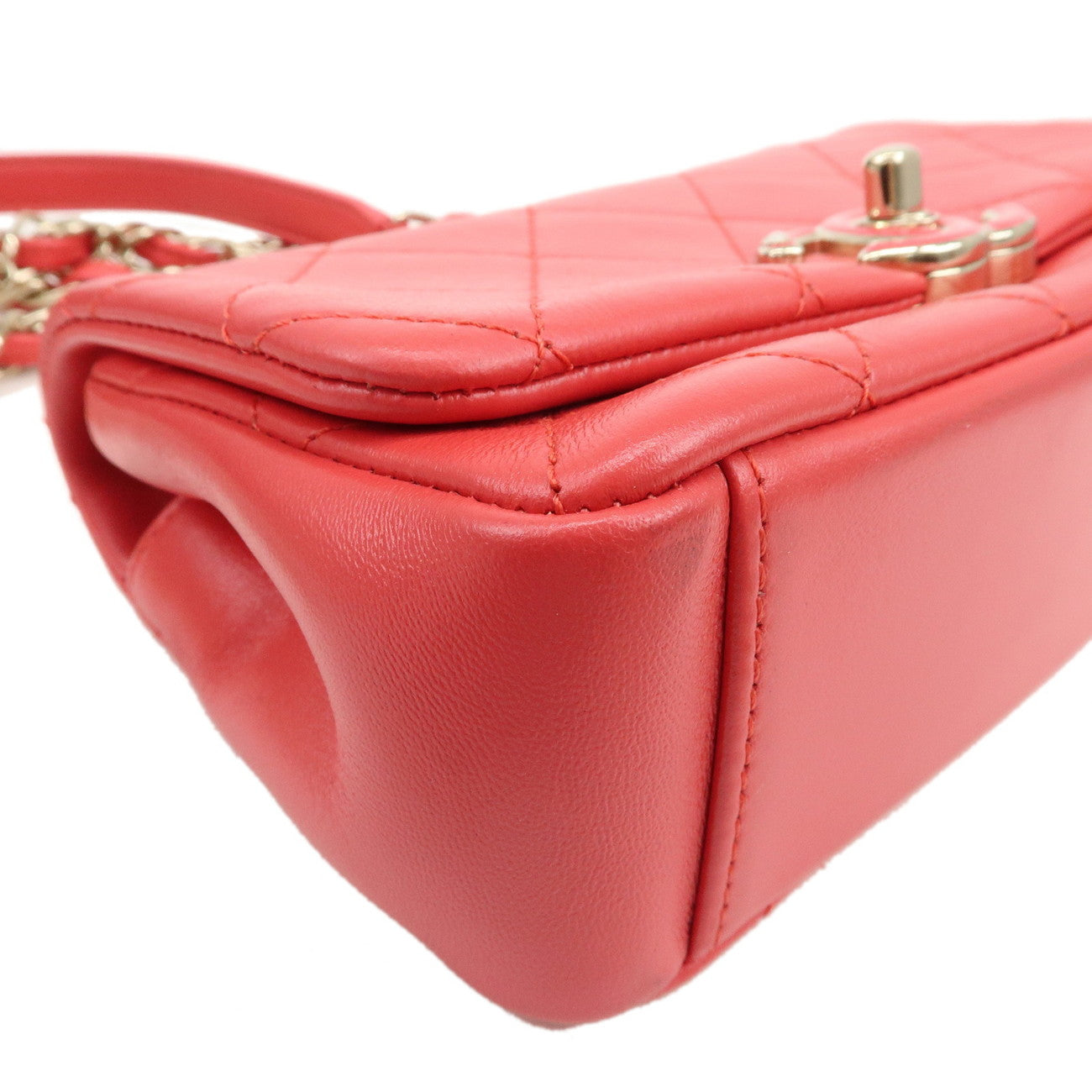 CHANEL Mini Matelasse Lamb Skin Chain Shoulder Crossbody Bag Pink