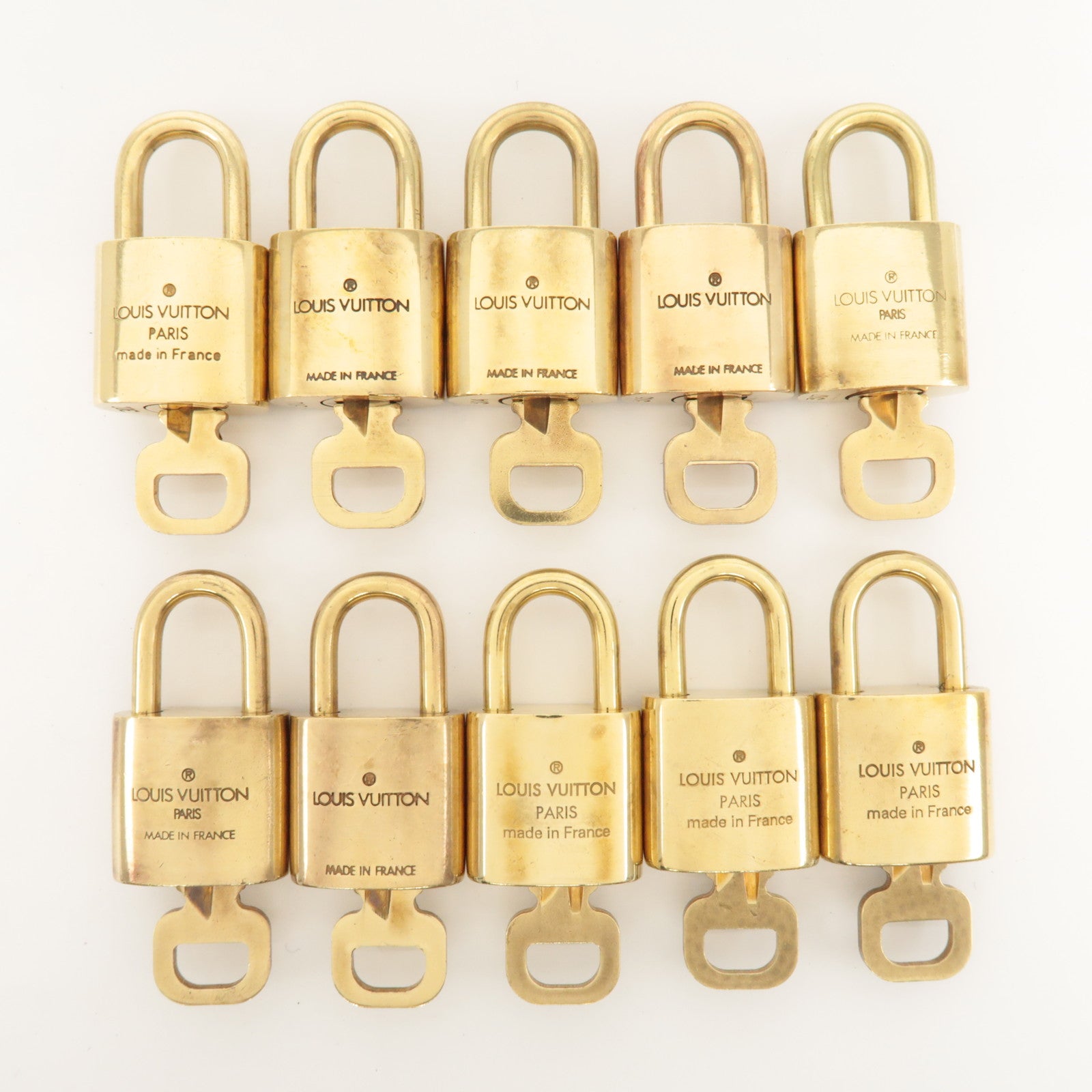 Louis Vuitton Set of 10 Lock & Key Cadena Key Lock Metal Gold Used