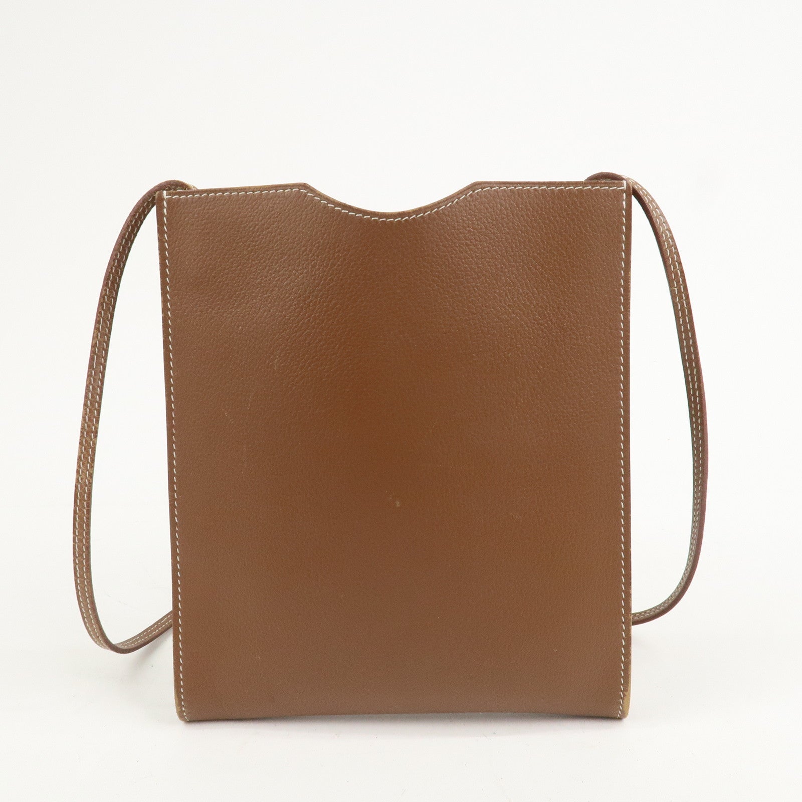 HERMES Air Line Canvas Leather Omenitu Shoulder Bag Brown