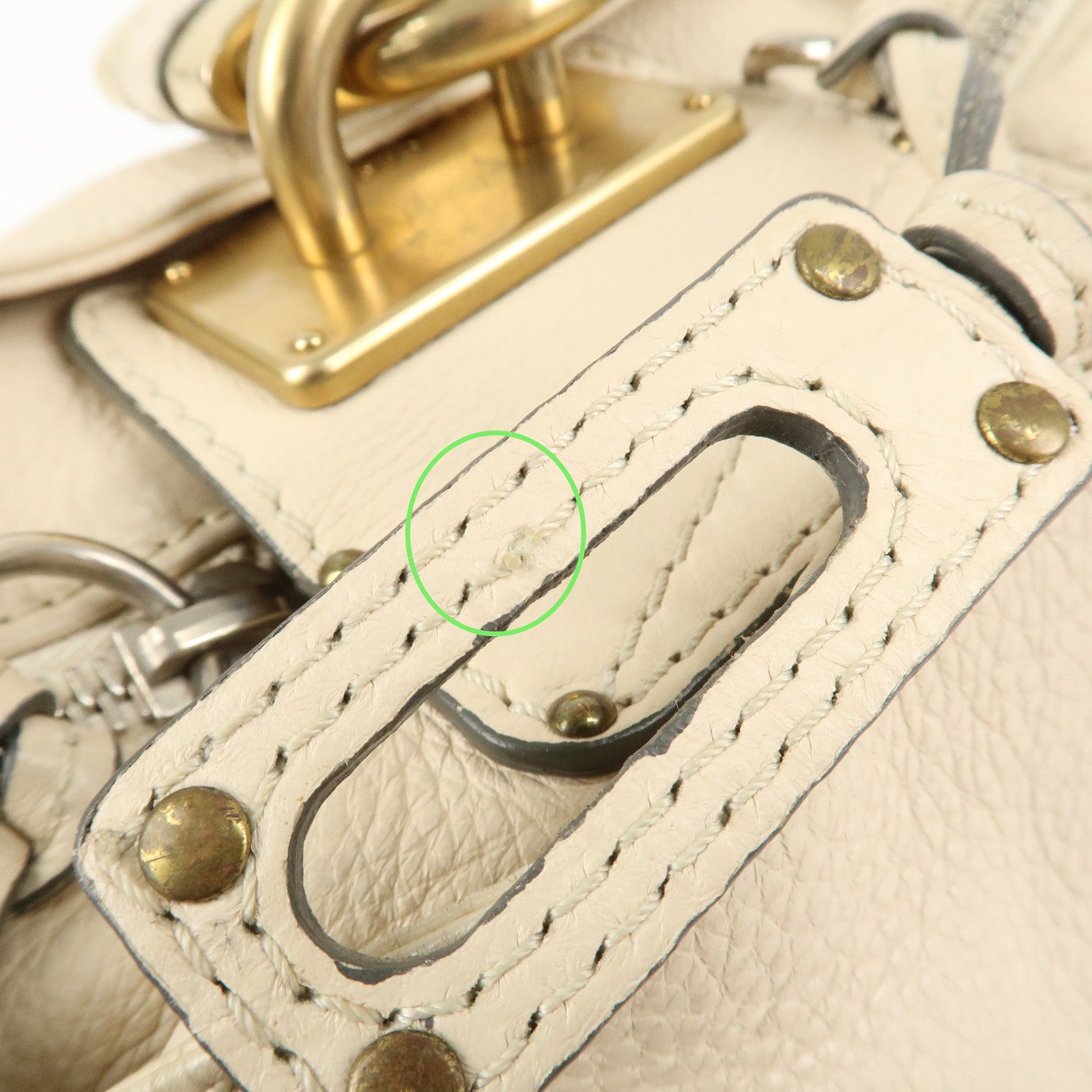 Chloe Paddington Leather Medium Hand Bag Shoulder Bag Ivory Used