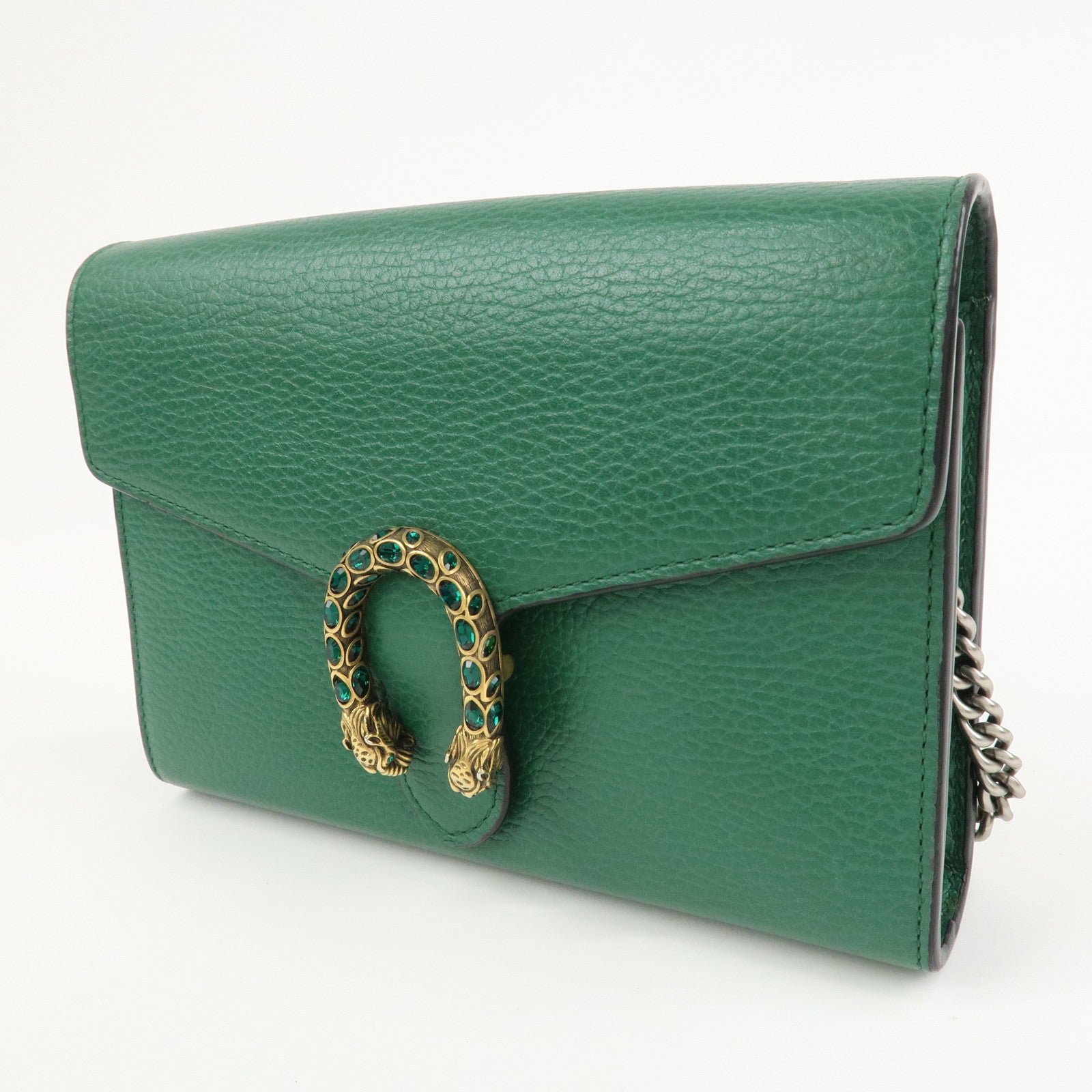 GUCCI Dionysus Leather Chain Shoulder Bag Green 401231
