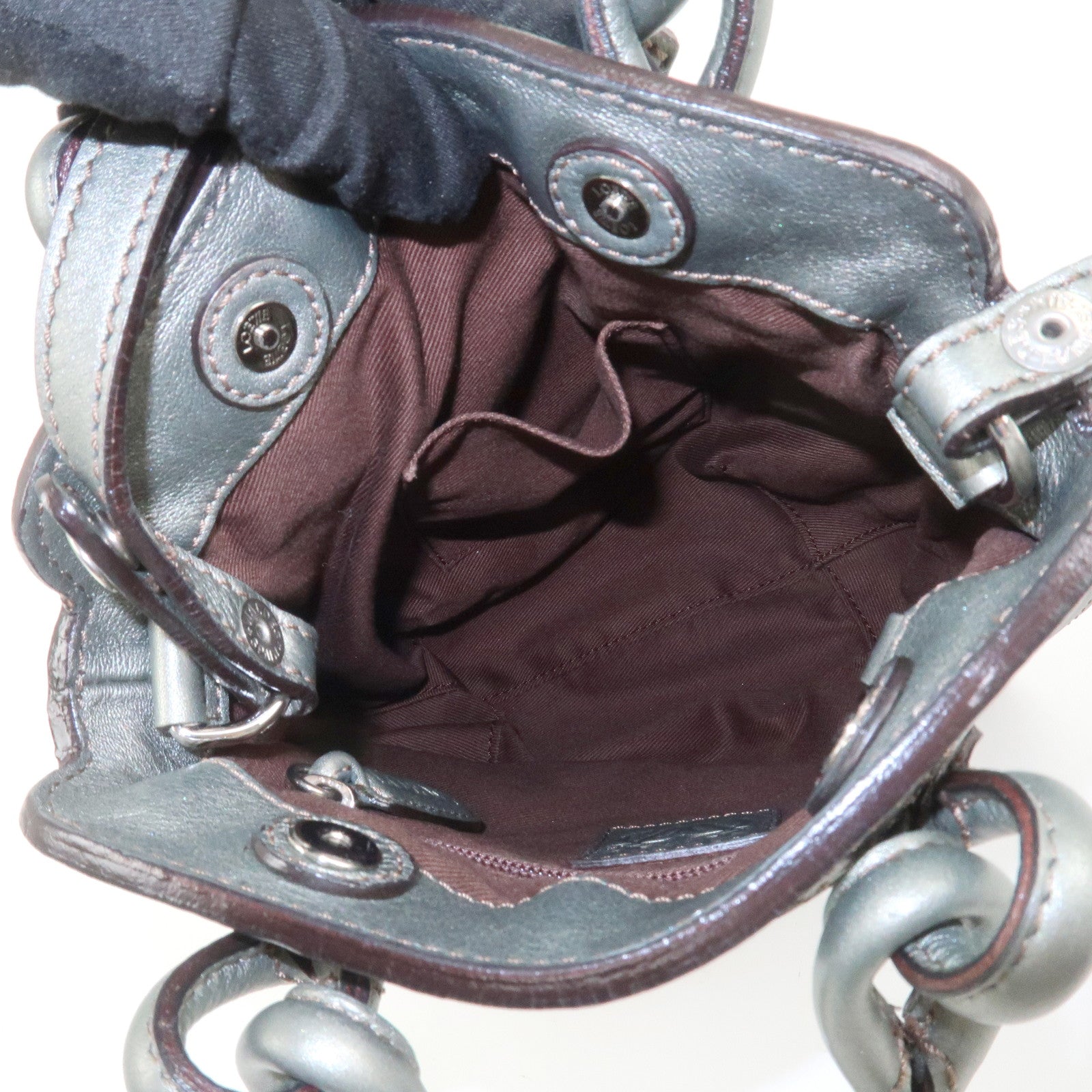 LOEWE Leather 2WAY Bag Shoulder Bag Hand Bag Metallic Gray