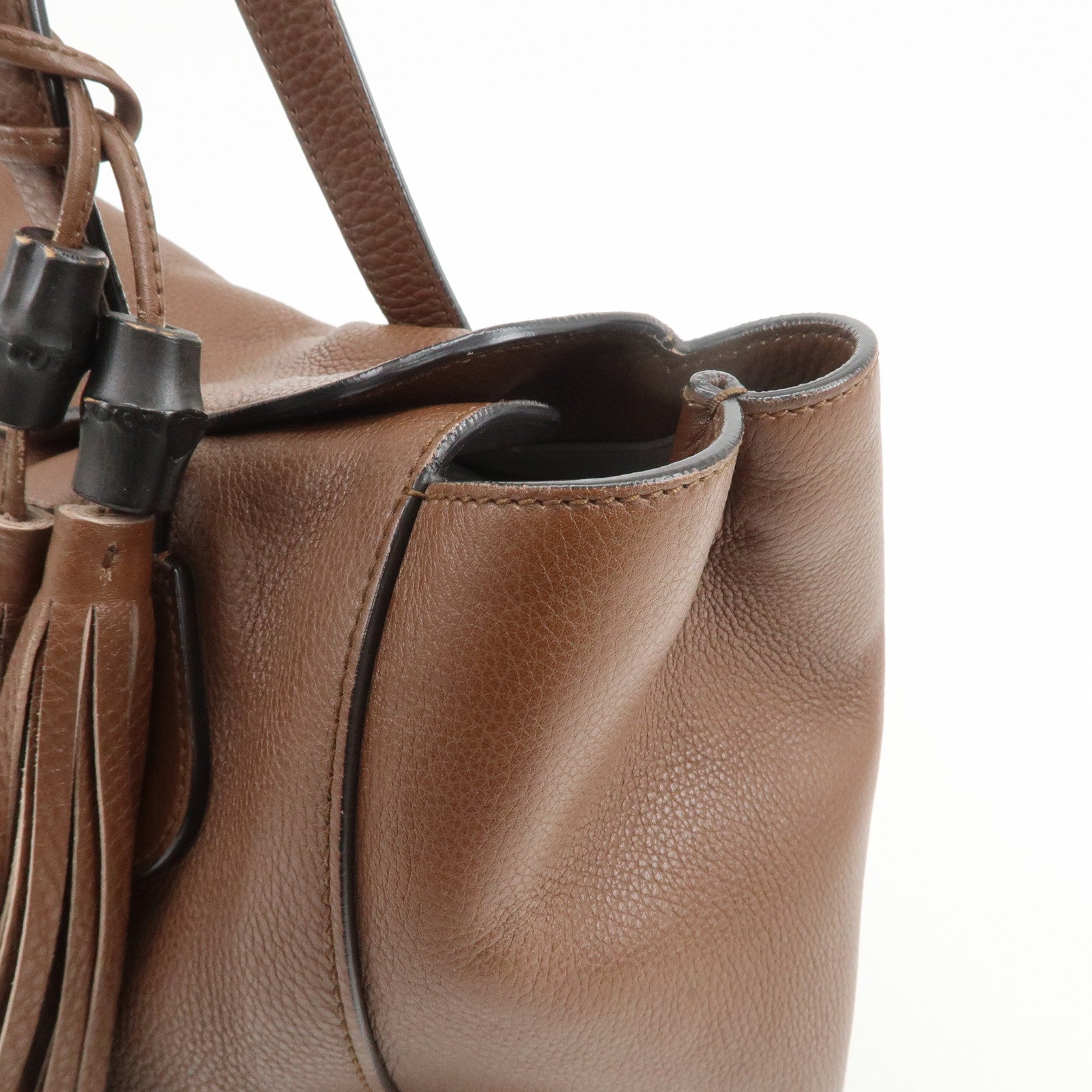 GUCCI Swing Leather Tote Bag Hand Bag Shoulder Bag Brown 354476