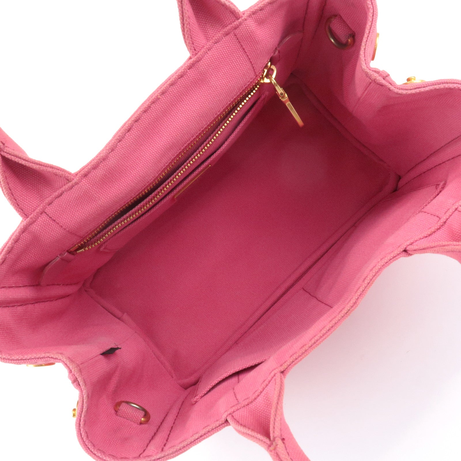 PRADA Canapa Mini Canvas 2Way Hand Bag Shoulder Bag Pink 1BG439 Used