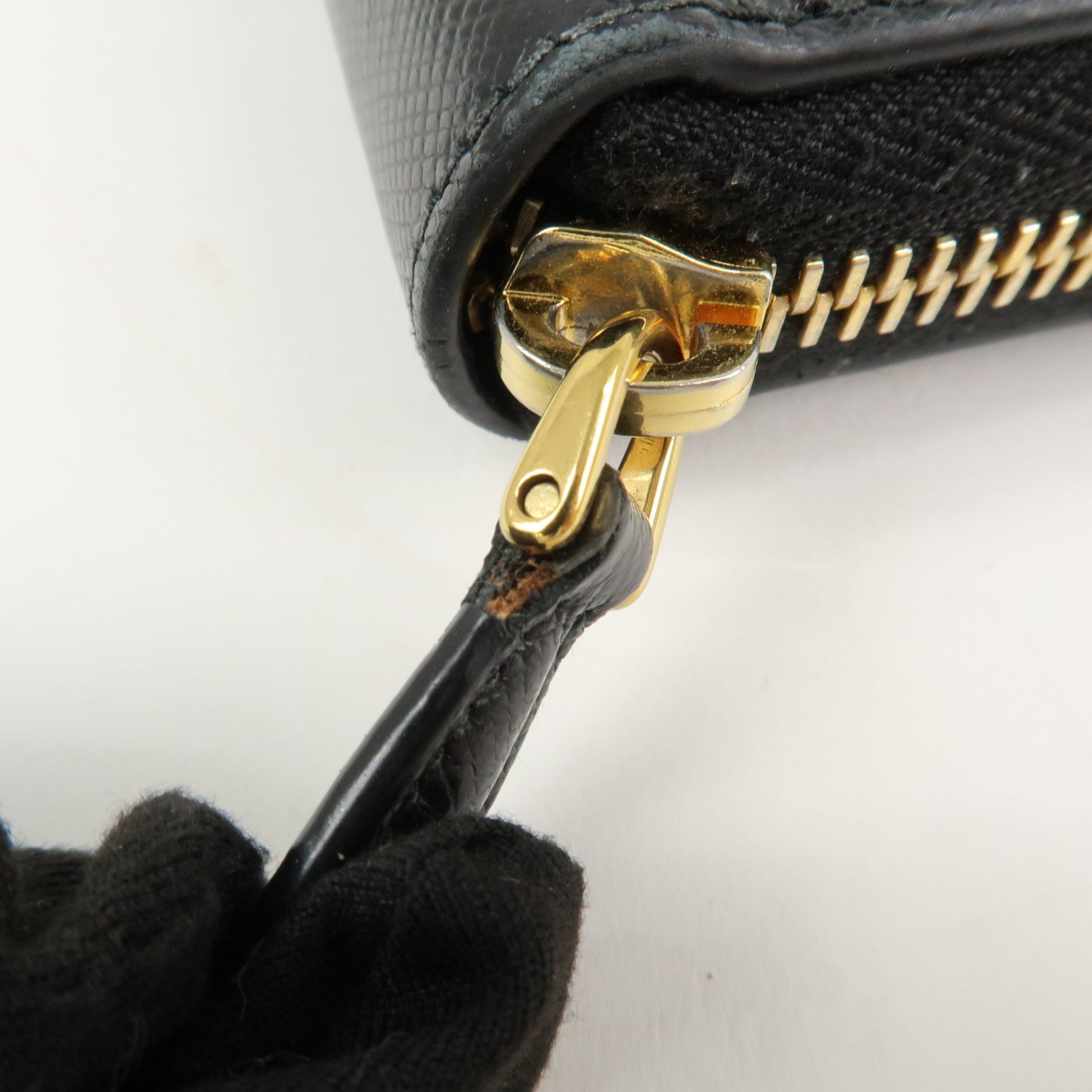 PRADA Logo Saffiano Leather Zippy Long Wallet Black 1ML506