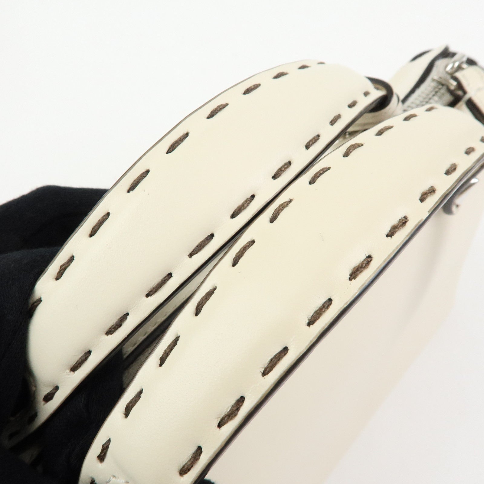 FENDI By The Way Leather Medium 2Way Bag Shoulder Bag Ivory 8BL146