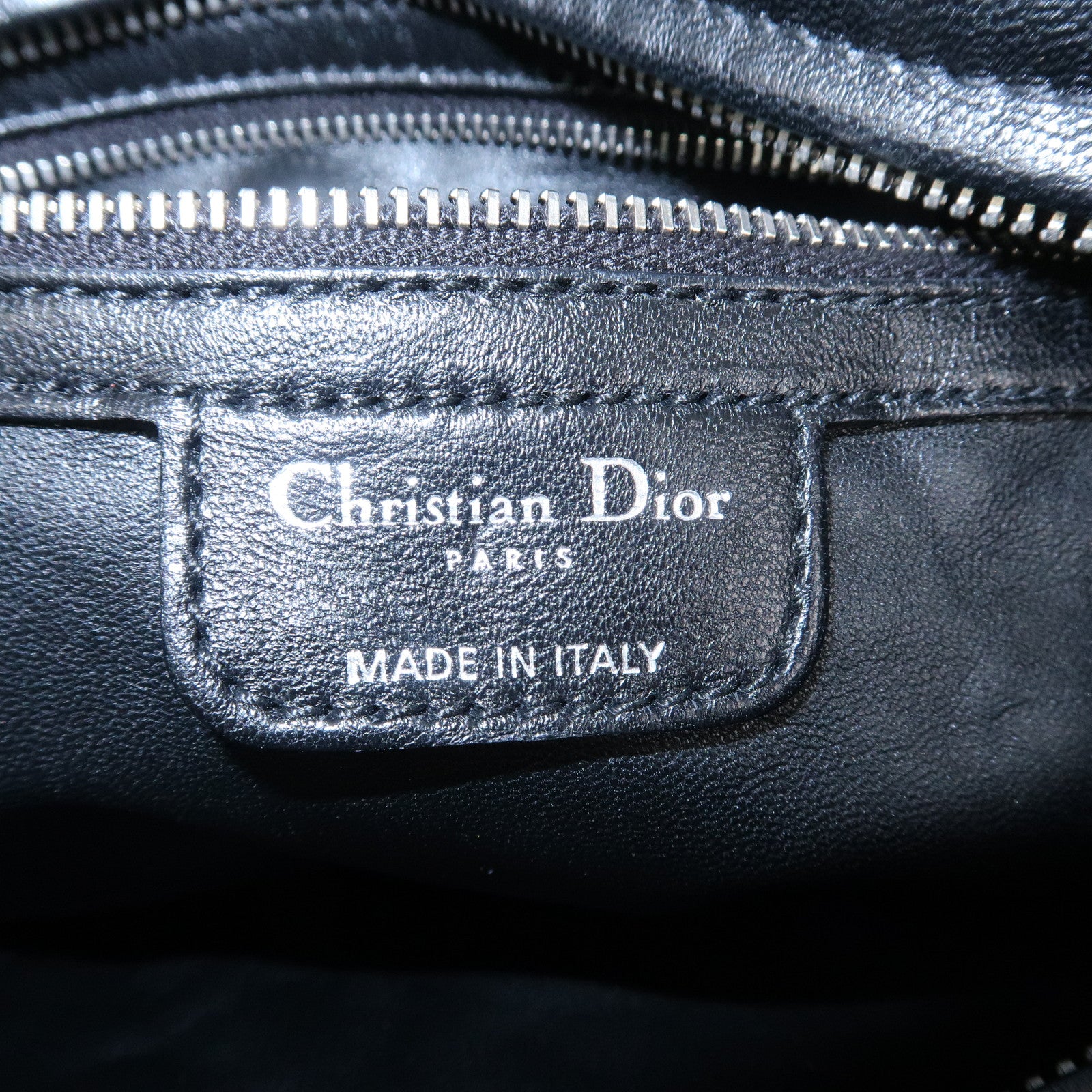 Christian Dior Lady Dior Cannage Leather Tote Bag Hand Bag Black