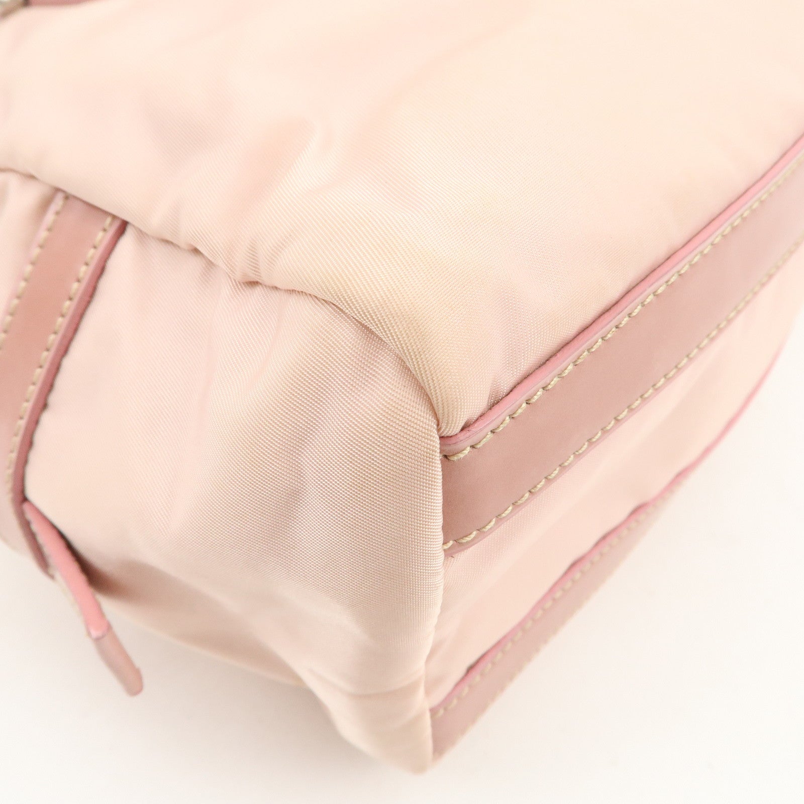 PRADA Nylon Leather Shoulder Bag Hand Bag Boston Bag Pink BR3150