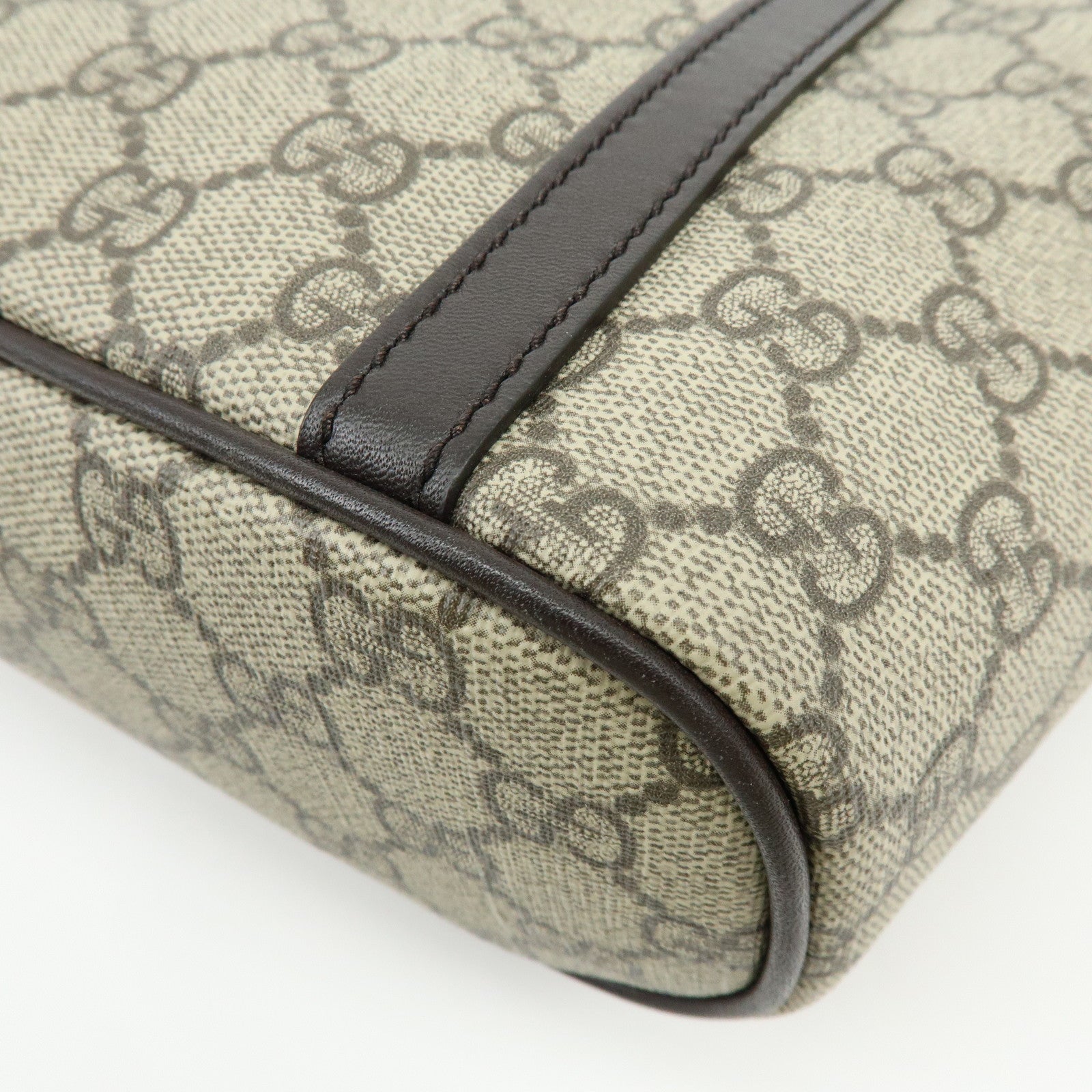 GUCCI GG Canvas Leather 2Way Tote Bag Hand Bag Brown 388929