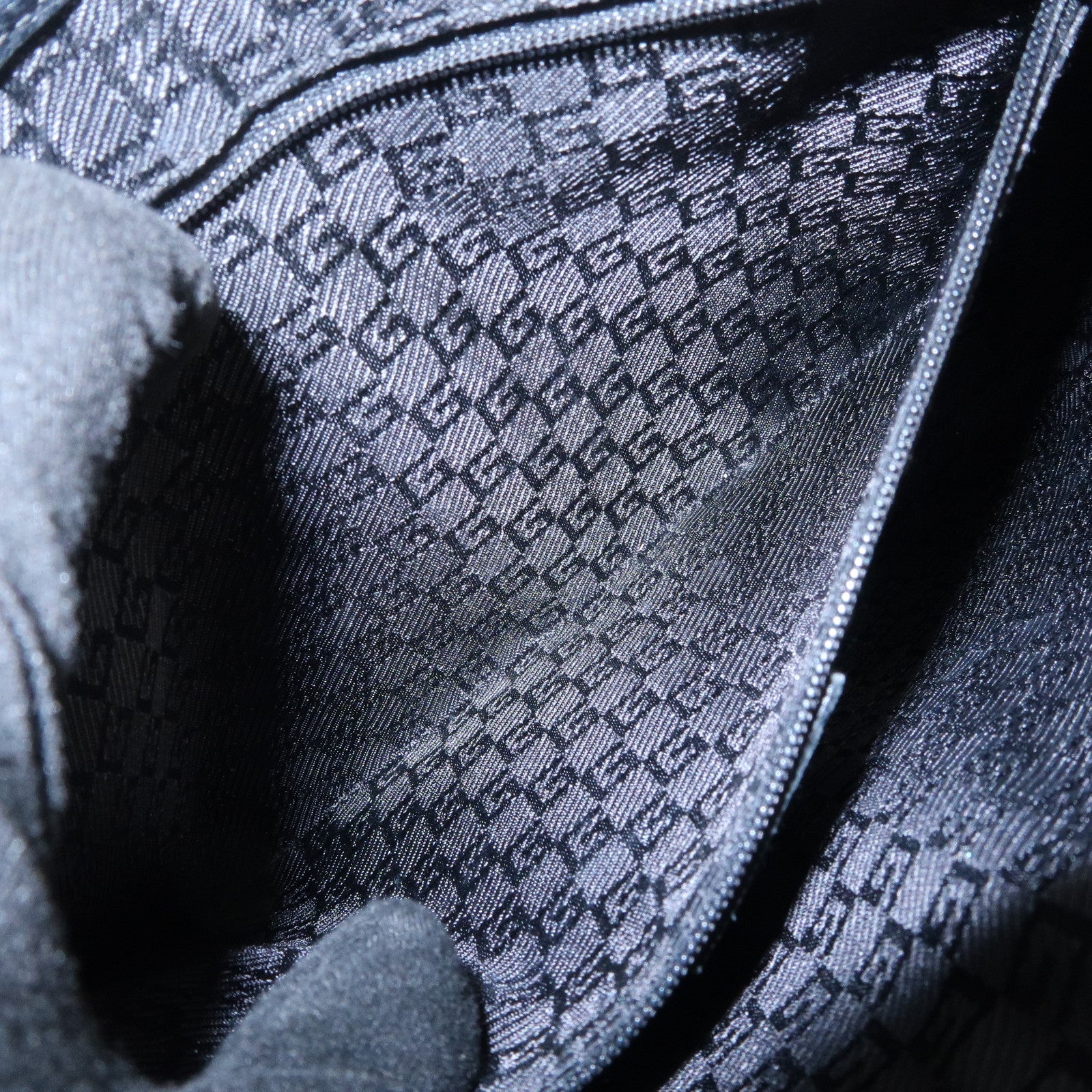 GUCCI Bamboo Leather Kandinsky Shoulder Bag Black 001・4060・002058