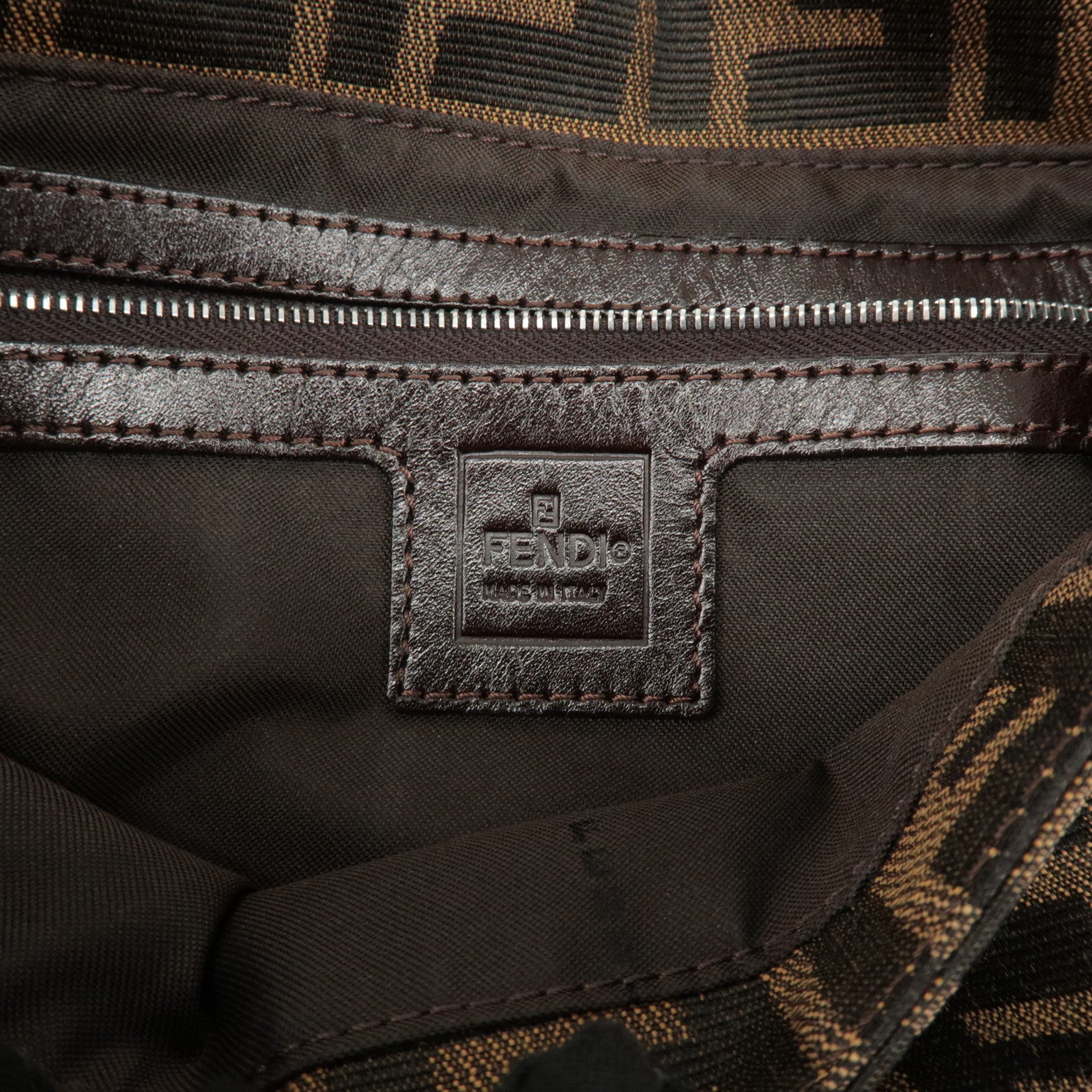 FENDI Mamma Baguette Zucca Canvas Leather Shoulder Bag 26424 Used