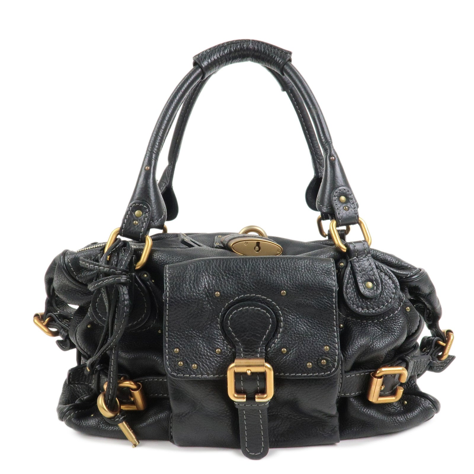 Chloe Paddington Leather Hand Bag Shoulder Bag Black
