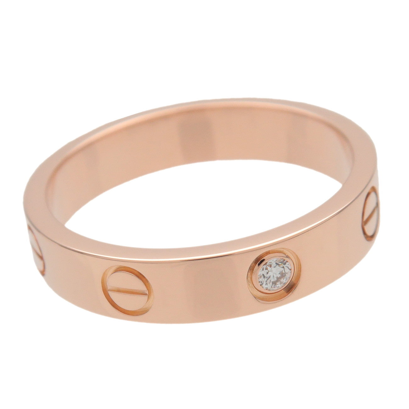 Cartier Mini Love 1P Diamond Ring K18 750PG Rose Gold #52 US6 EU52