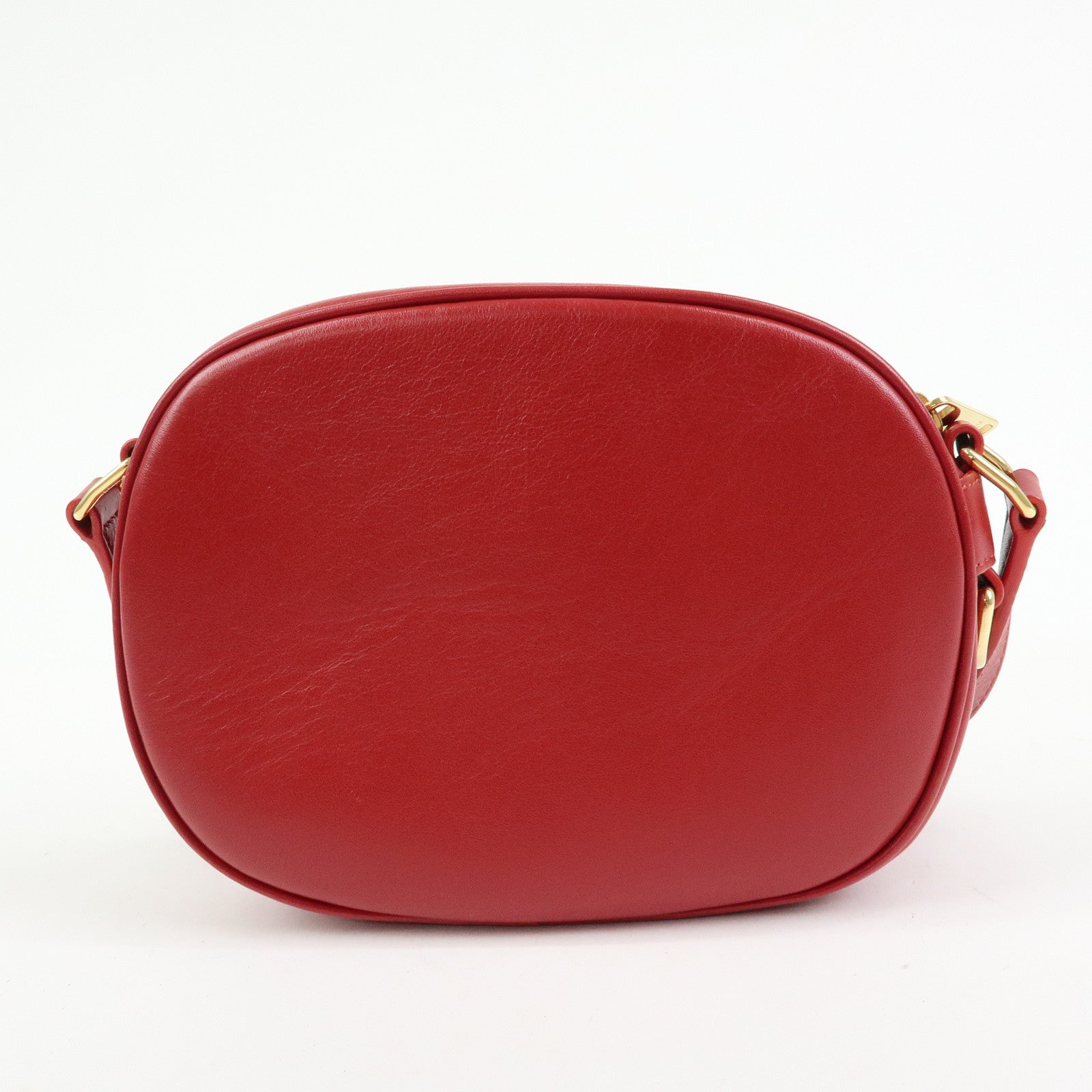 CELINE Leather Shoulder Bag Crossbody Bag C Charm Red