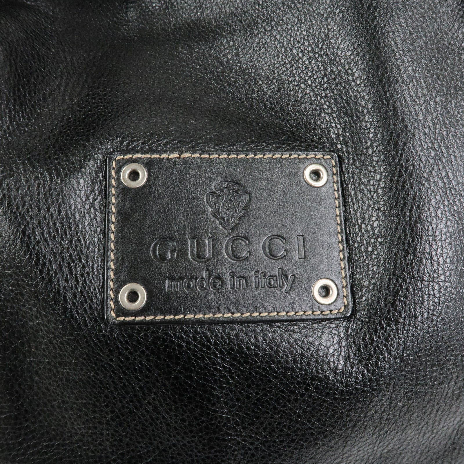 GUCCI Hysteria Leather Tote Bag Hand Bag Black 211126