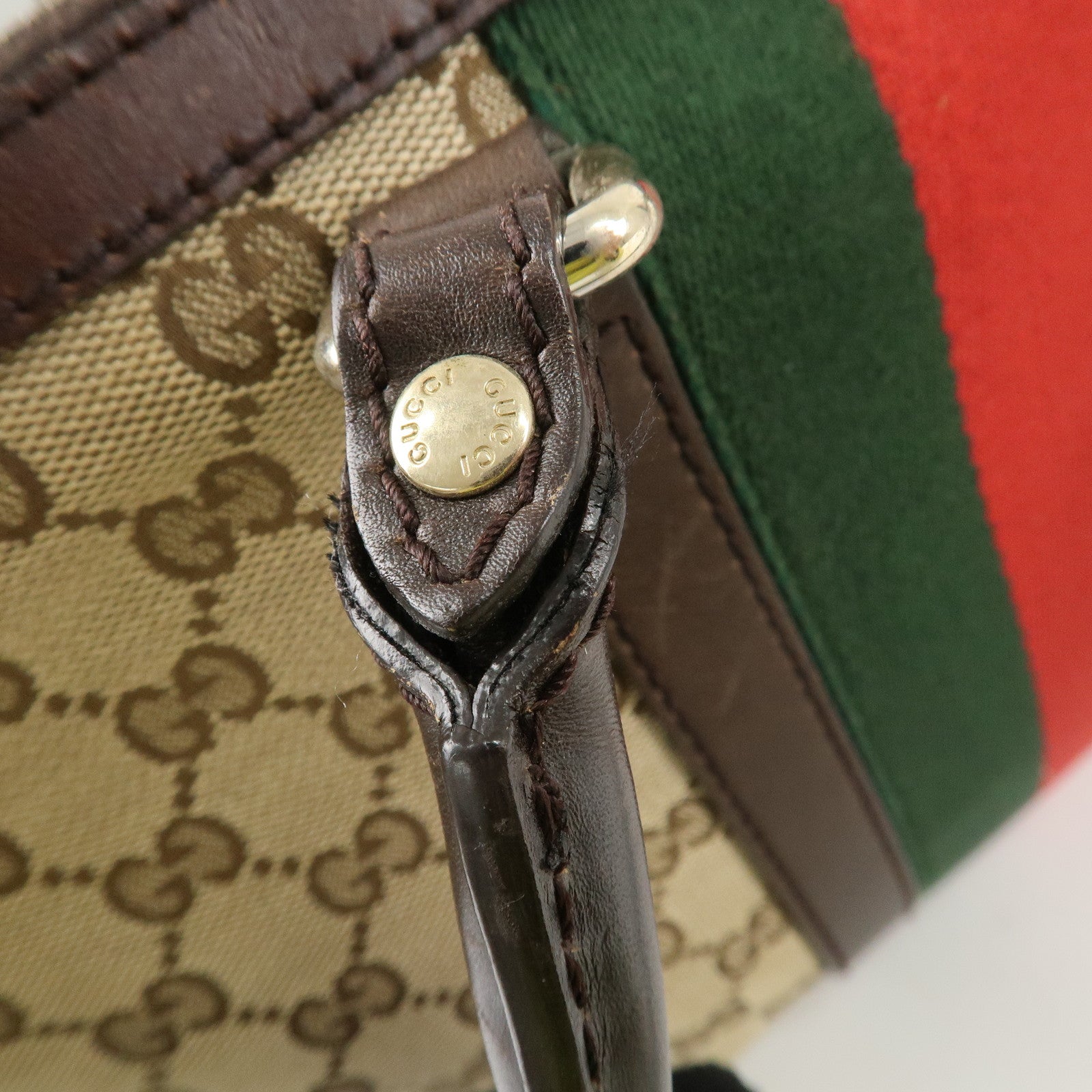 GUCCI Sherry GG Canvas Leather 2Way Tote Bag Beige Brown 257341 Used