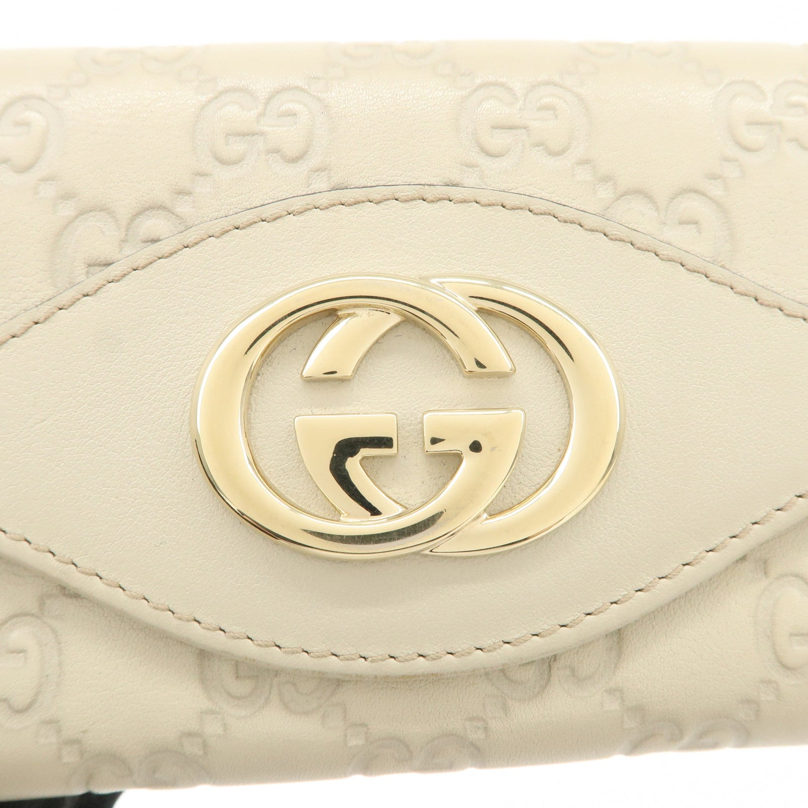 GUCCI Interlocking G Guccissima Leather Bi-fold Long Wallet 232431 Used