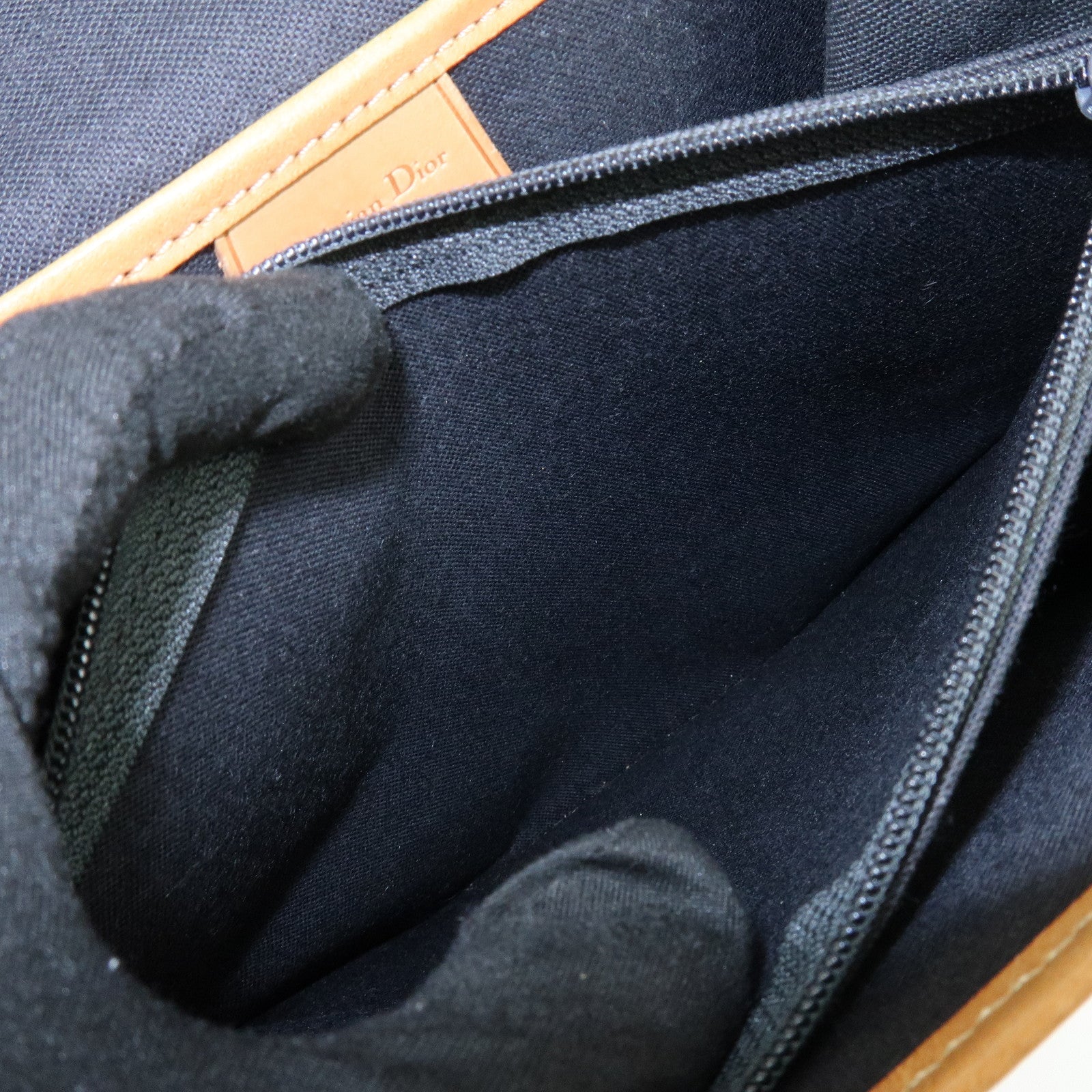 Christian Dior Trotter PVC Leather 2Way Bag Shoulder Bag Navy Brown