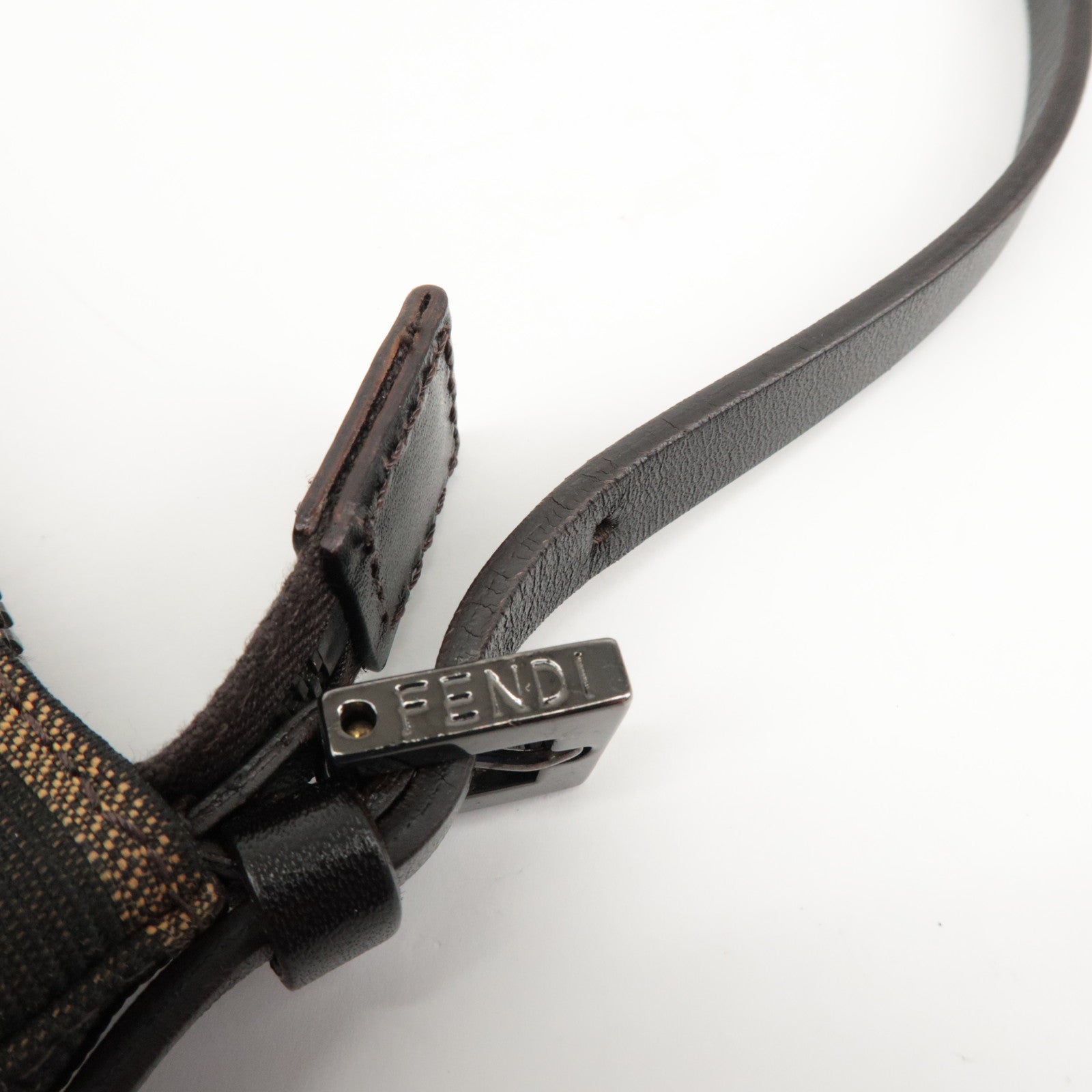 FENDI Zucca Canvas Leather Mini Hand Bag Brown 8BR155 Used