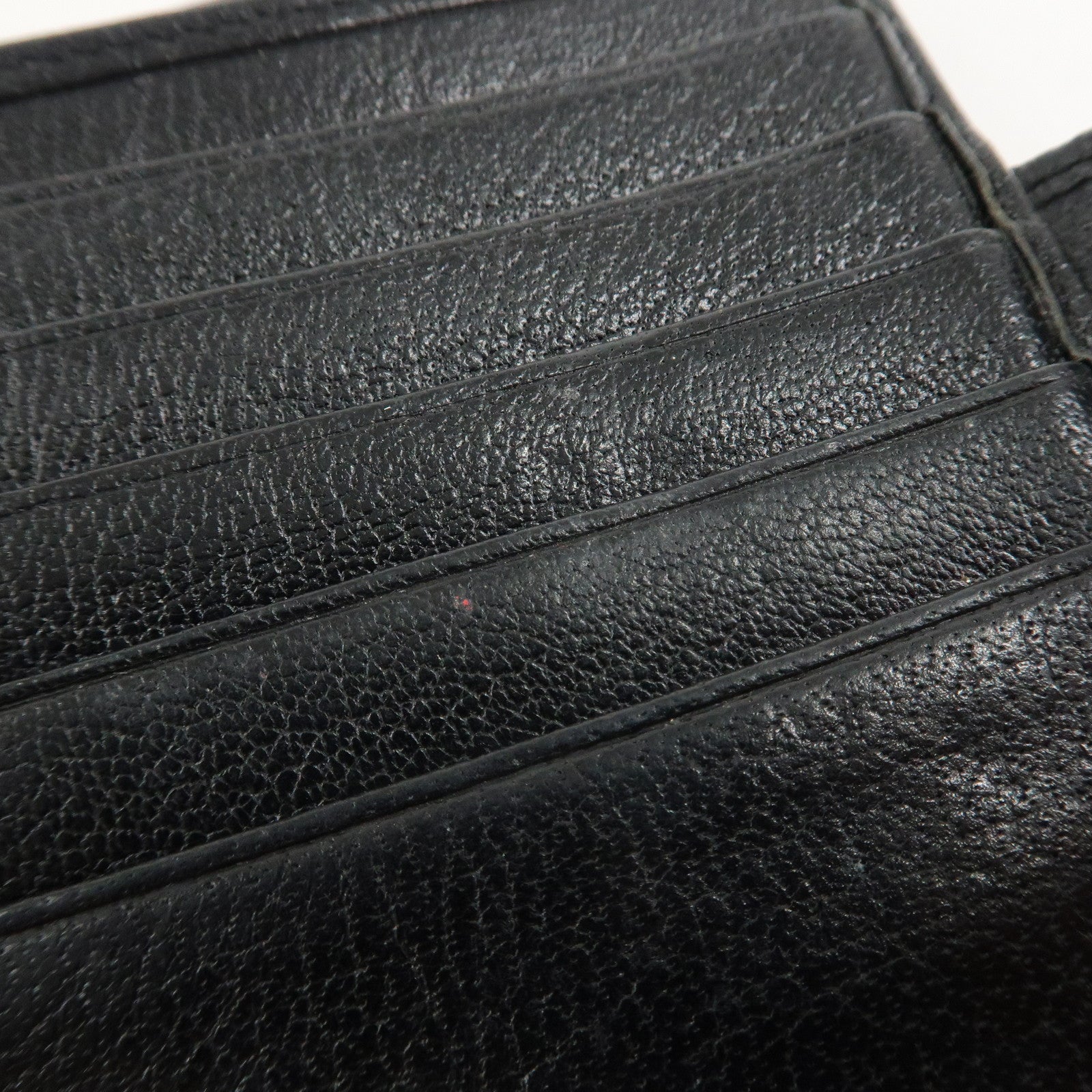 SAINT LAURENT Studs Leather Bi-fold Compact Wallet Black Used