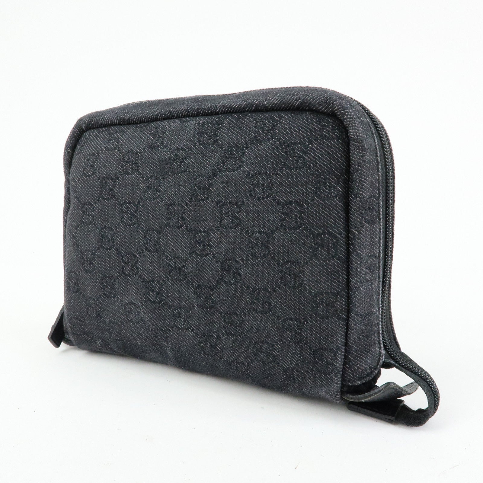 GUCCI GG Denim Leather Foldable Tote Bag Shoulder Bag Black 152232