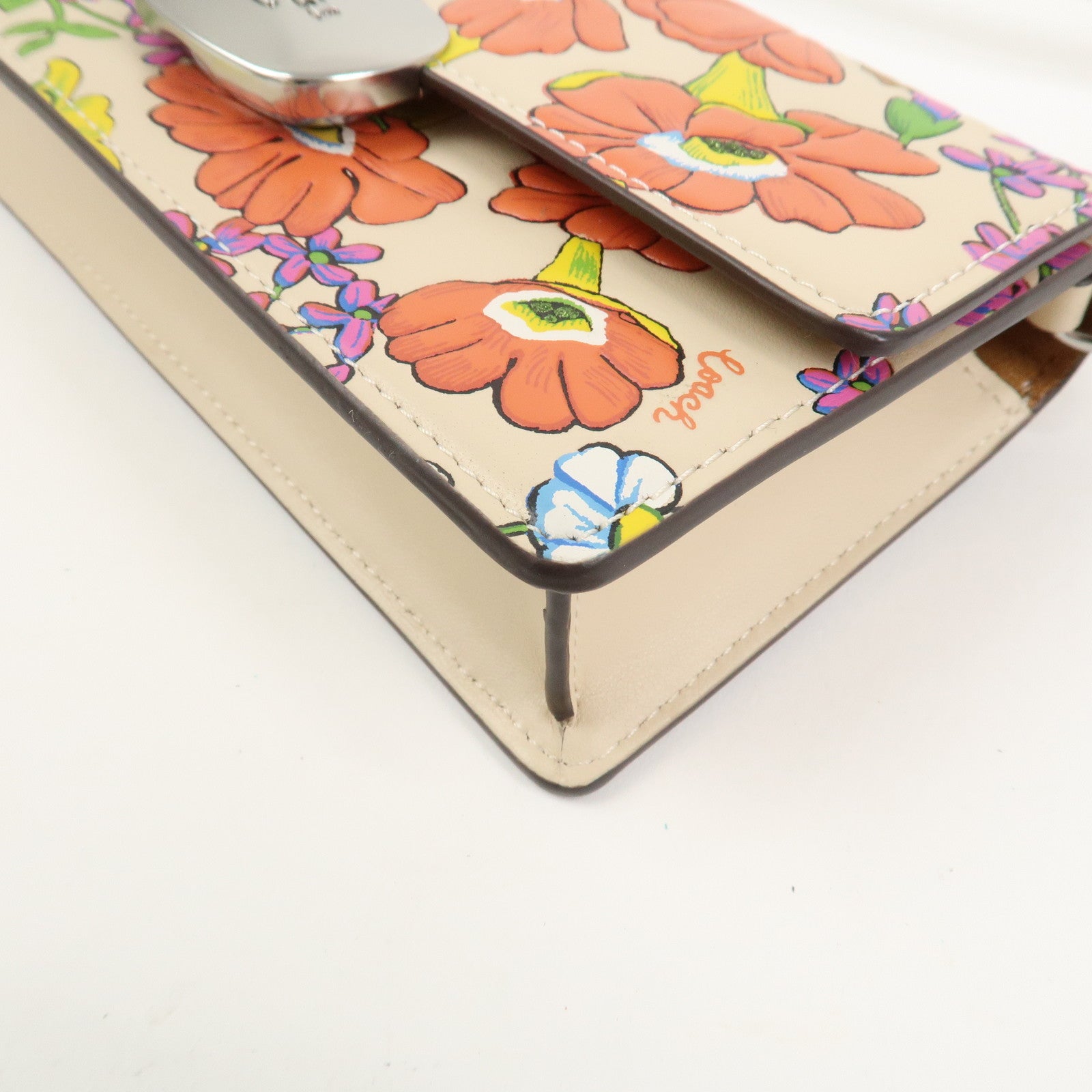 COACH Elaiza Leather Flap Crossbody Shoulder Bag Floral Print