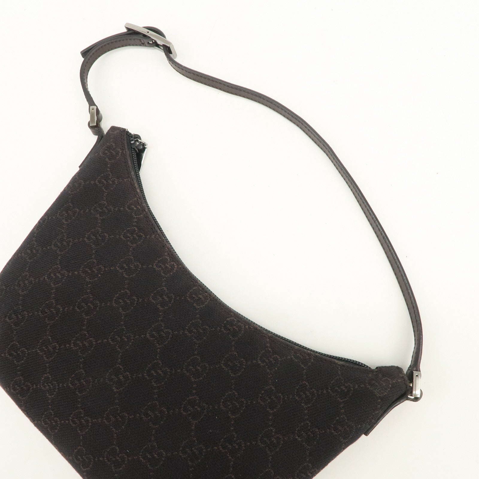 GUCCI GG Canvas Leather Hand Bag Shoulder Bag Black 32160