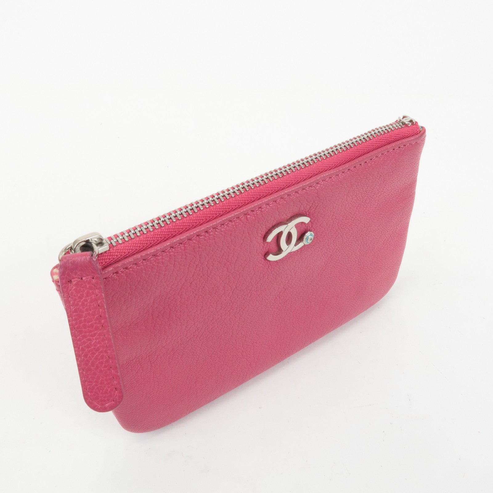 CHANEL COCO Mark Caviarskin Pouch Cosmetic Pouch Pink Used