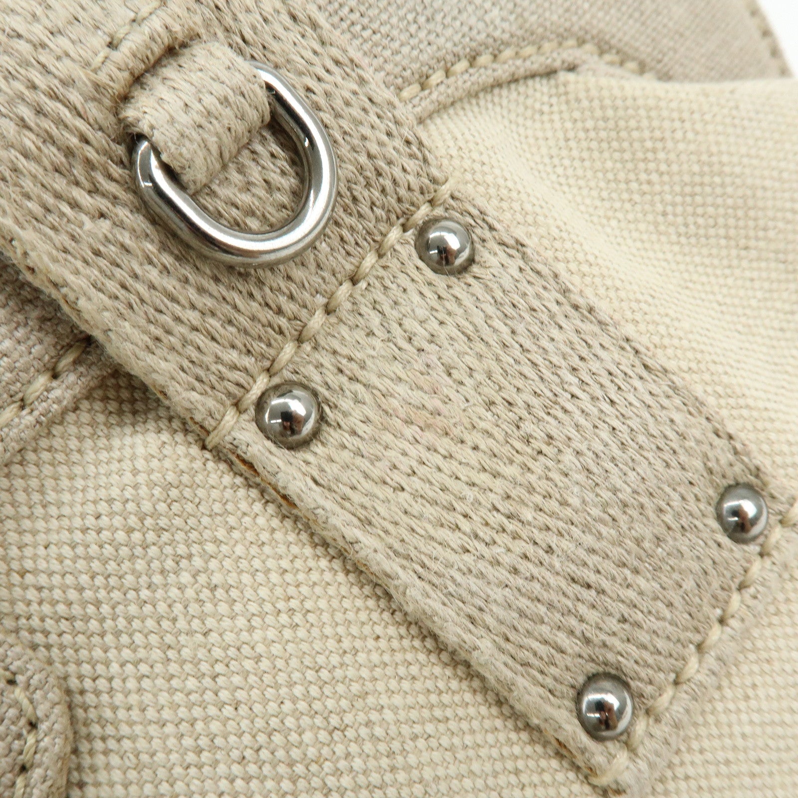 PRADA Denim Boston Bag Hand Bag Natural BN1886