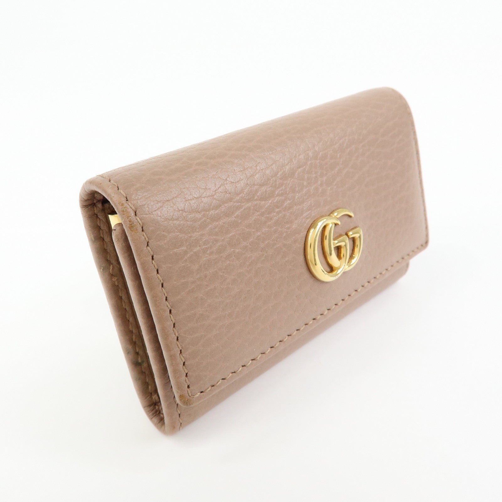 GUCCI GG Marmont Leather 6 Ring Key Case Pink Beige 156118