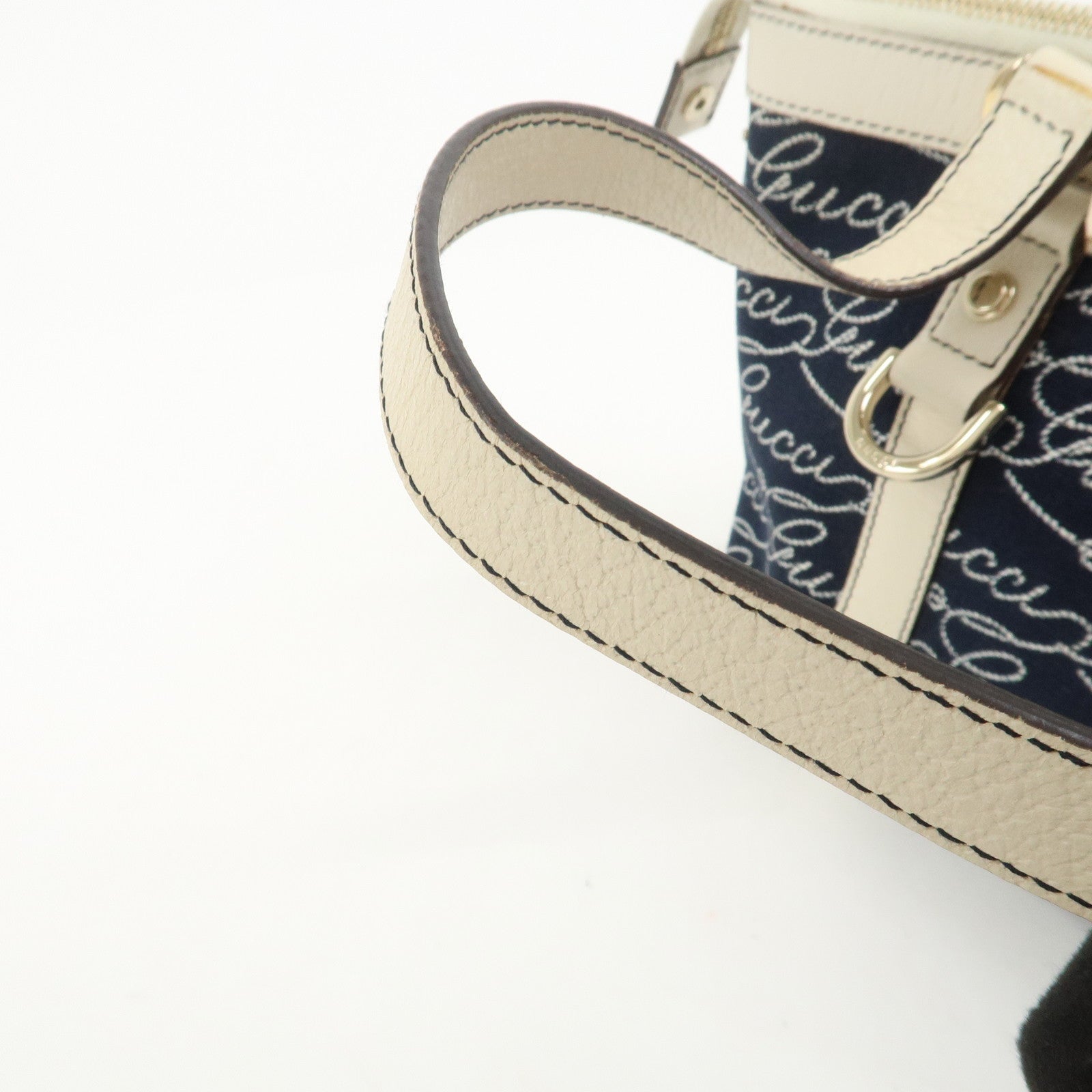 GUCCI Abbey Canvas Leather Tote Bag Shoulder Bag Dark Navy 141471