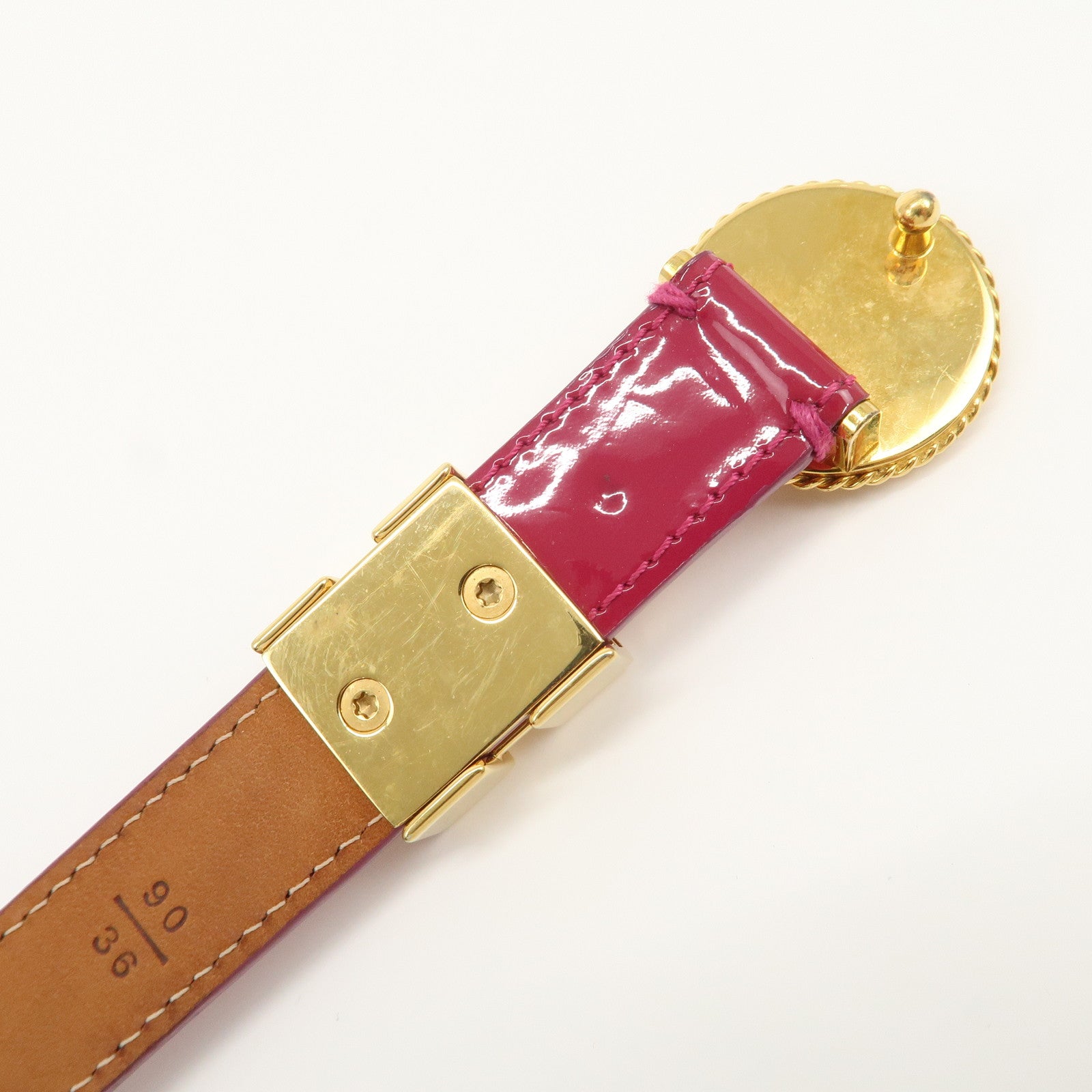 Louis Vuitton LV Stamp Vernis Leather Ceinture Belt Pink