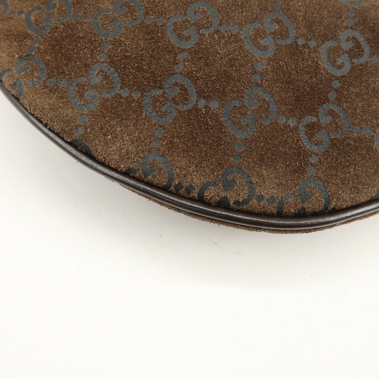 GUCCI GG Suede Leather Shoulder Bag Brown Green 001・1206・3444