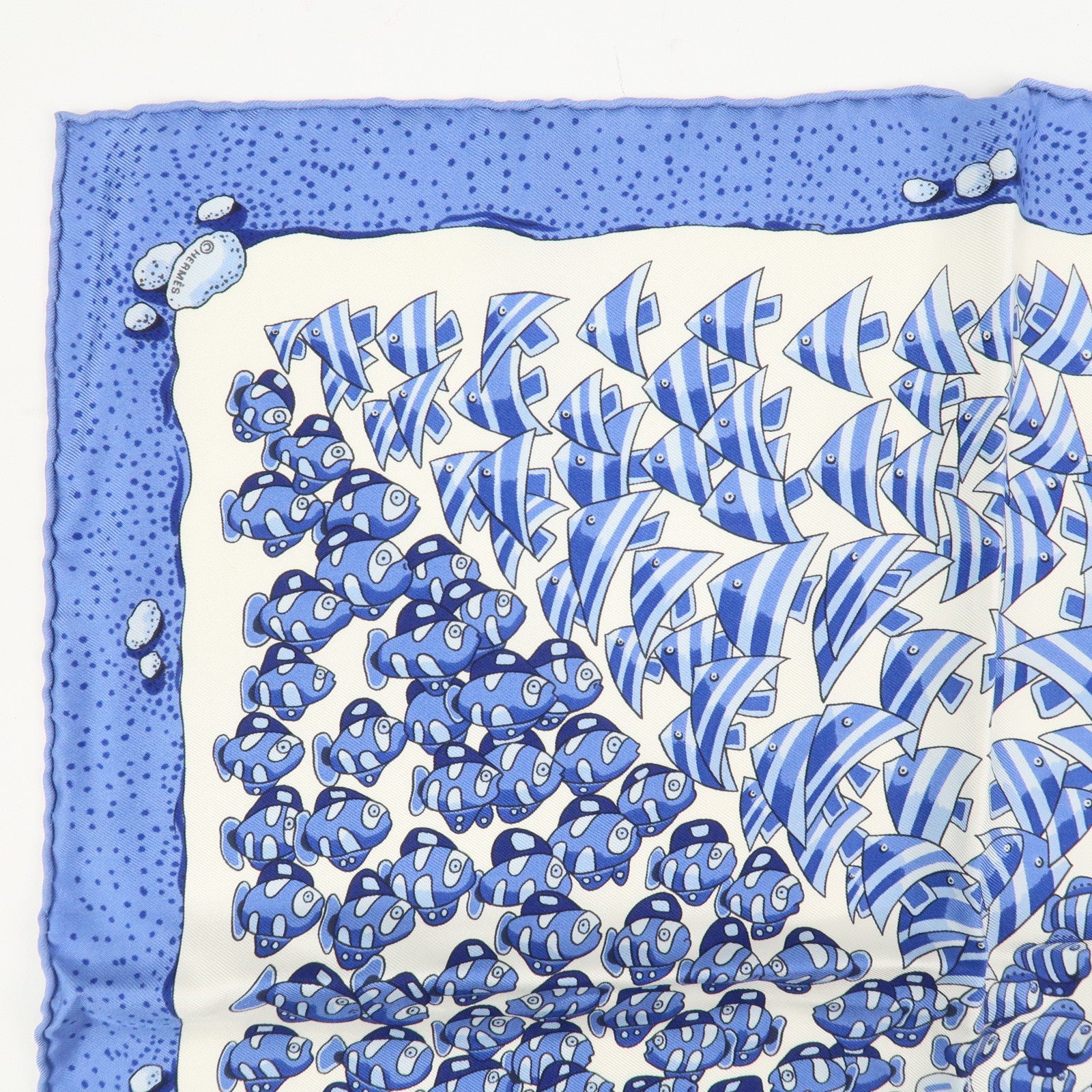 HERMES Carre 40 Silk 100% Mini Scarf Blue