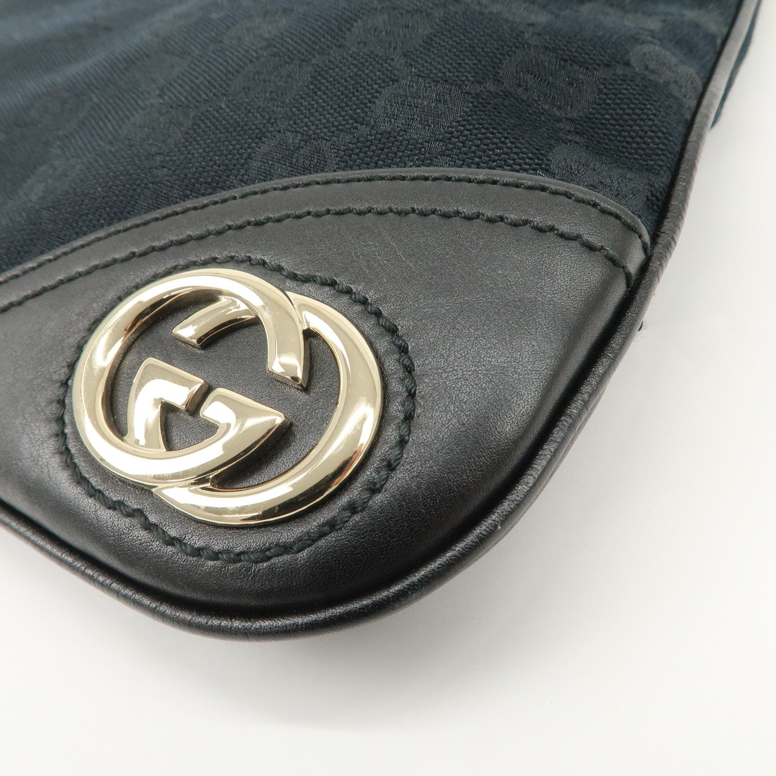 GUCCI Interlocking G GG Monogram Canvas Leather Shoulder Bag 169947