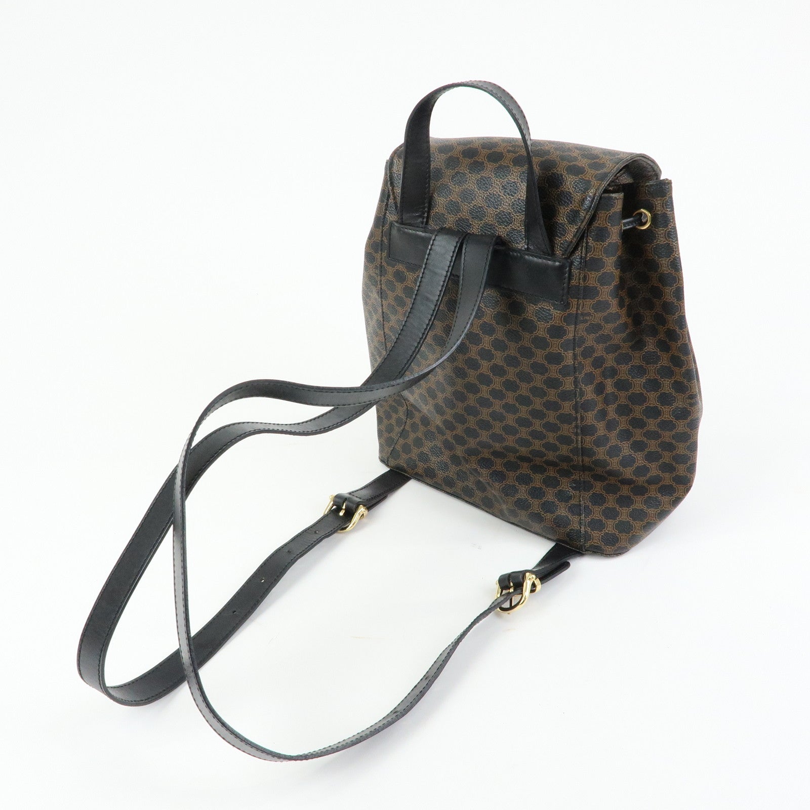 CELINE Macadam PVC Leather Backpack Black Brown