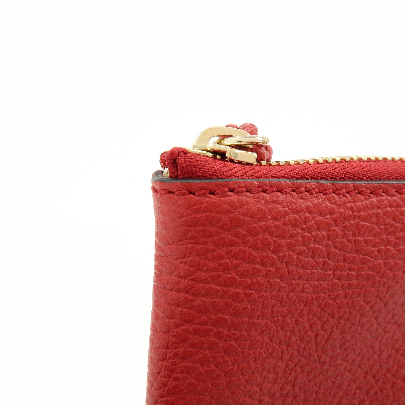 GUCCI Bamboo Leather Clutch Bag Pouch Red 449653