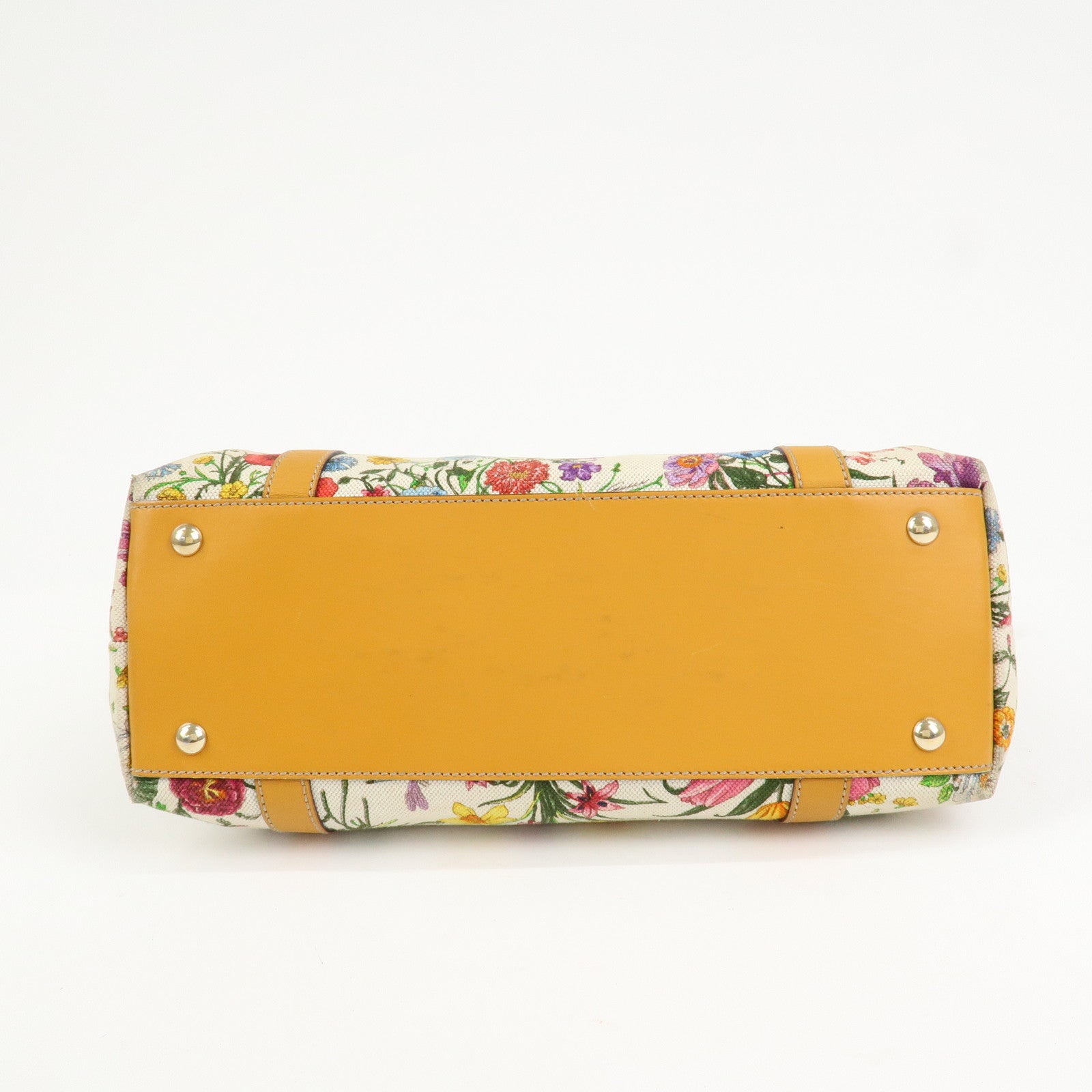 GUCCI Abbey Canvas Leather Tote Bag Shoulder Bag Flora 272399