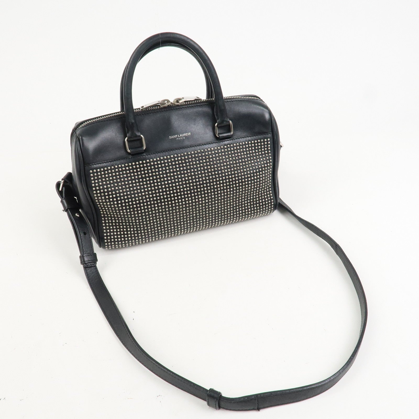 SAINT LAURENT PARIS Baby Duffle Leather 2Way Bag Hand Bag 332423