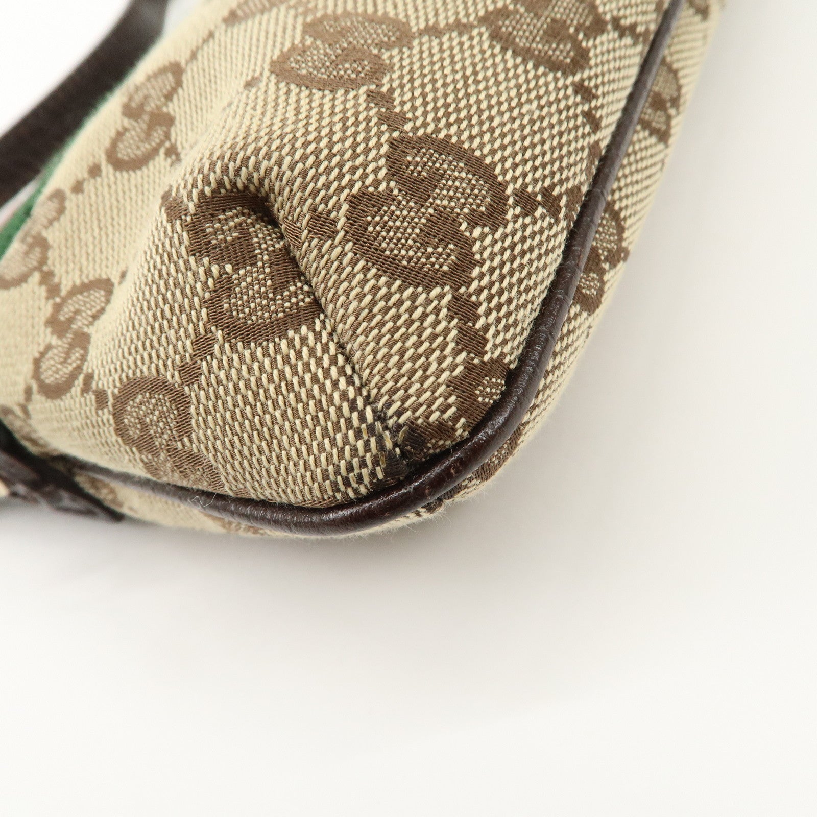 GUCCI Sherry GG Canvas Leather Hand Bag Pouch Boots Bag Charm 145970 Used