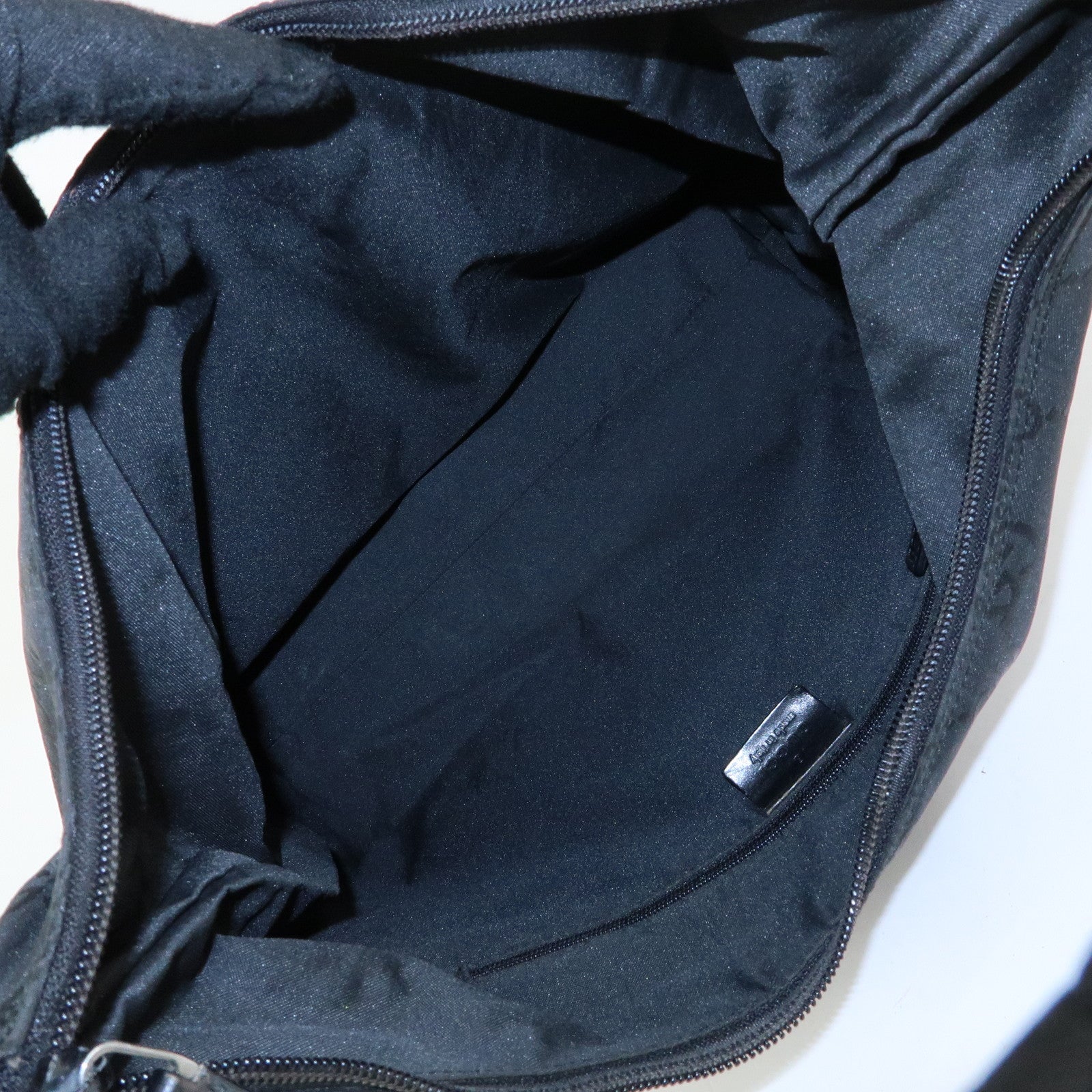 GUCCI Front Pocket GG Nylon Leather Shoulder Bag Black 001・3380
