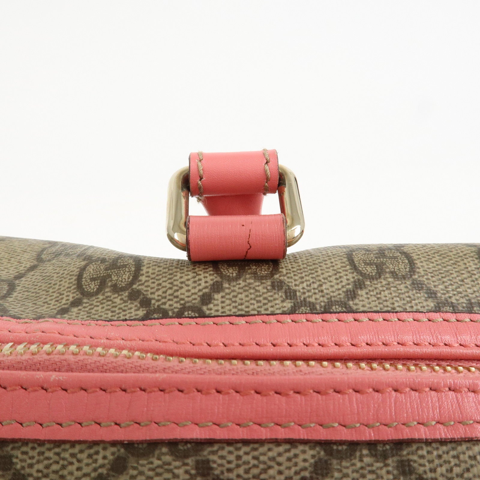 GUCCI GG Supreme Leather Boston Bag Hand Bag Beige Pink 193603