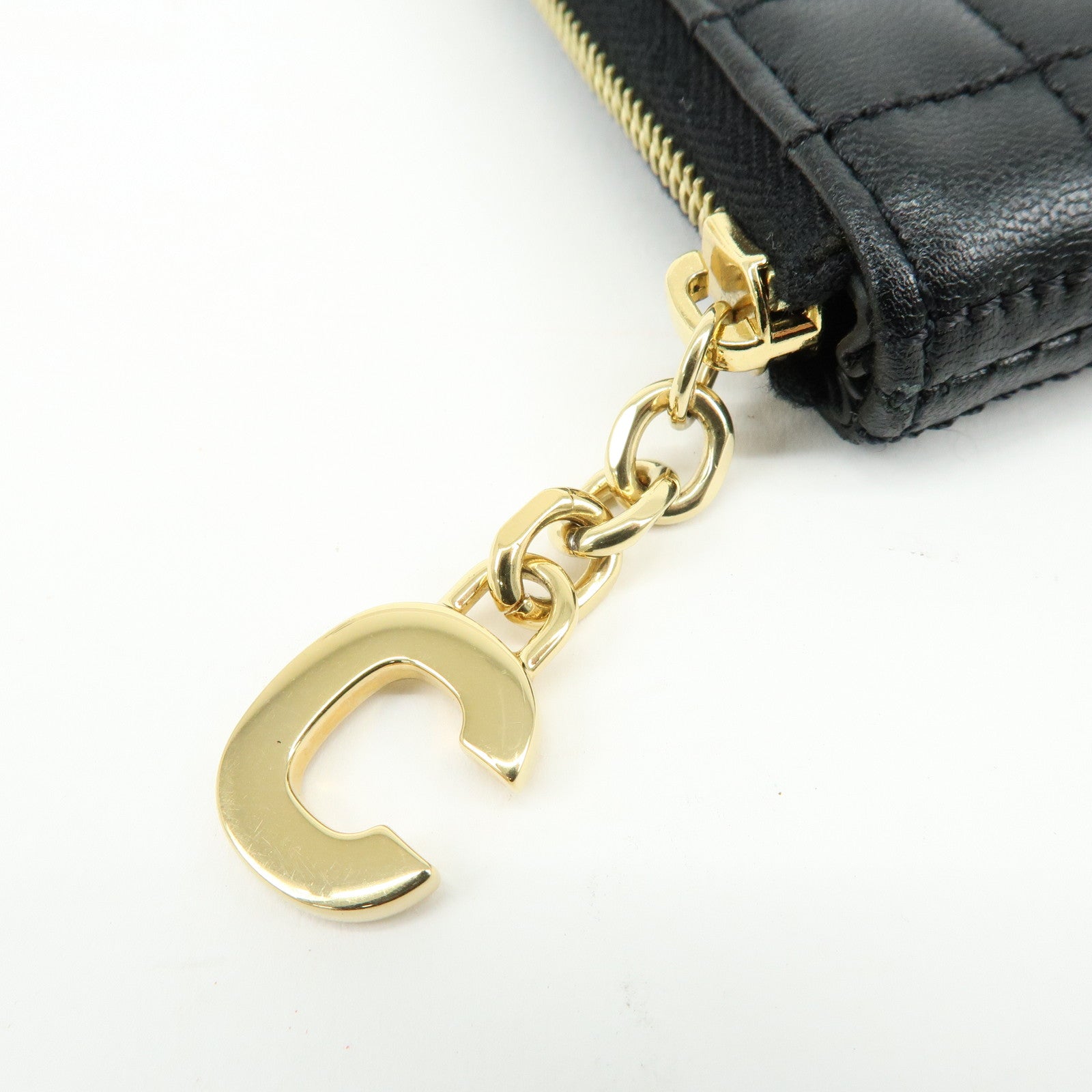 CELINE C Charm Leather Clutch Bag Pouch Black