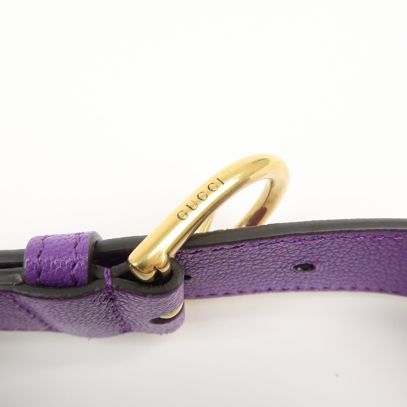 GUCCI GG Marmont Aphrodite Leather Small Hand Bag Purple 739076